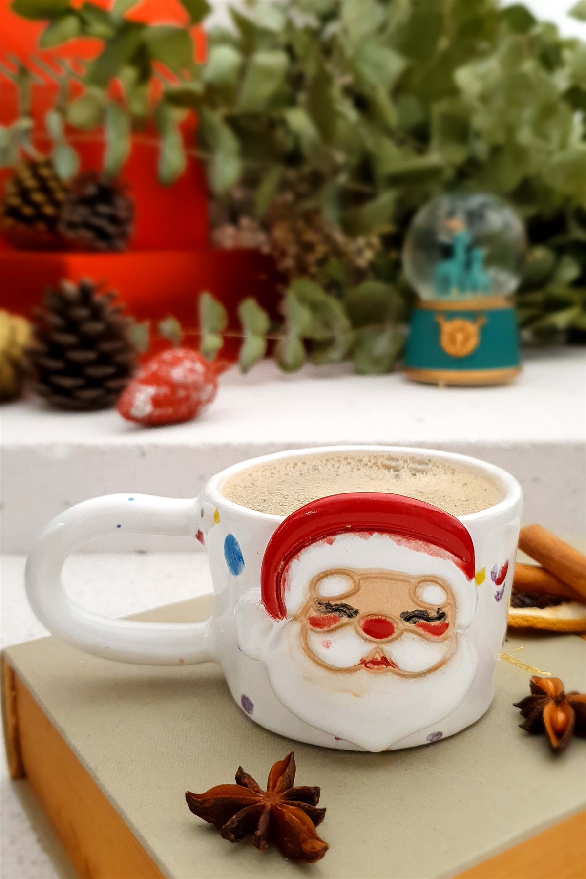 Yılbaşı Fincan - Noel Baba - Duble Boy - Seramik - El Yapımı
