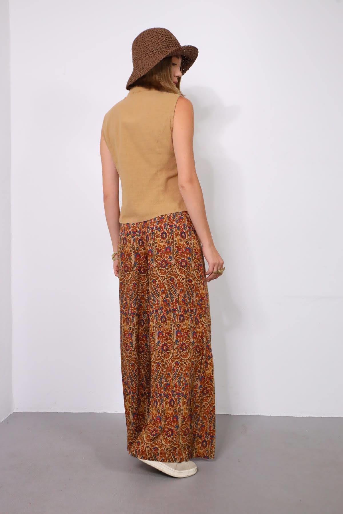 Kahverengi Desenli Yüksek Bel Pantolon - Şaman Butik - Bohem Giyim ve Aksesuar | Kadın & Erkek Kahverengi Desenli Yüksek Bel Pantolon