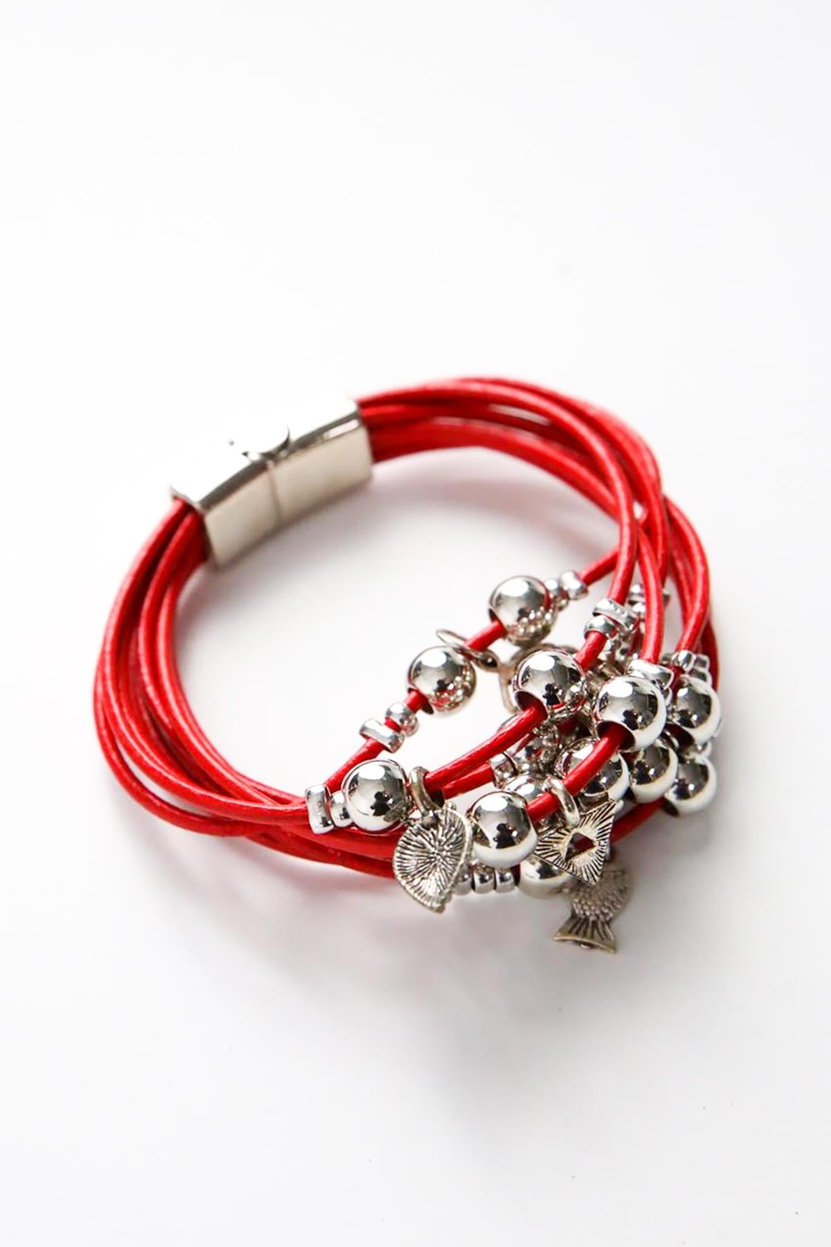 Çoklu Pirinç Detaylı Deri Tasarım Bileklik - Şaman Butik Çoklu Pirinç Detaylı Deri Tasarım Bileklik