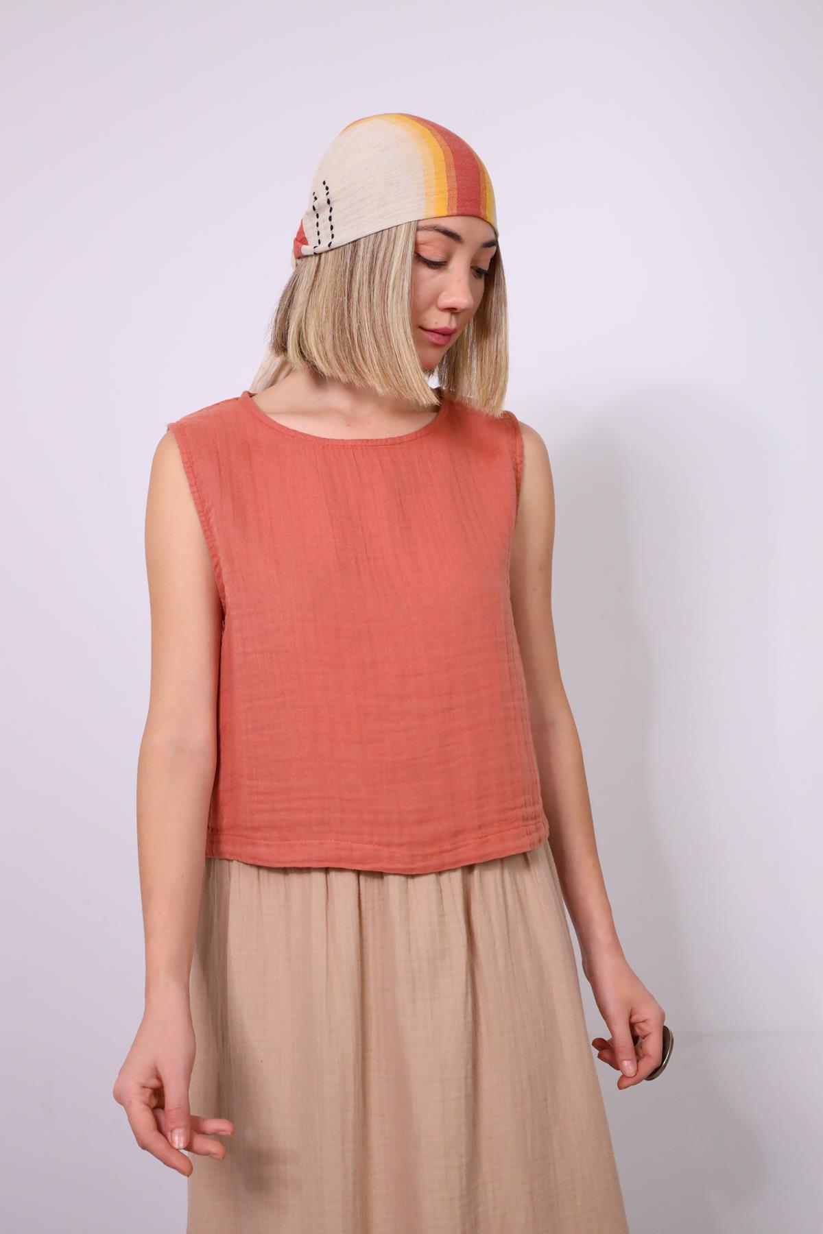 Turuncu Keten Tonlama Peştamal - Şaman Butik Turuncu Keten Tonlama Peştamal