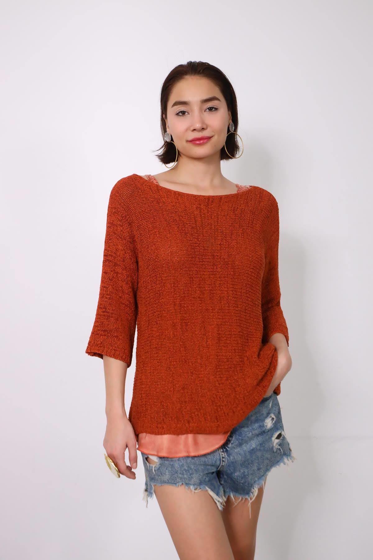 Kiremit Rengi Tensel Merserize Bluz - Şaman Butik Kiremit Rengi Tensel Merserize Bluz