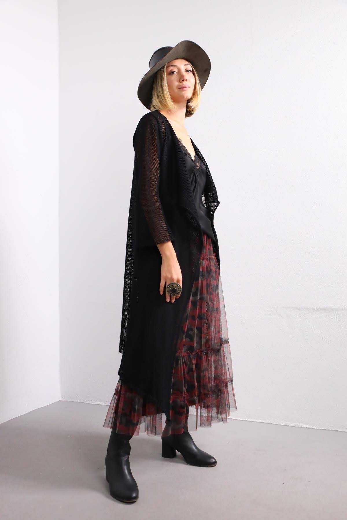  Siyah Uzun Merserize Hırka