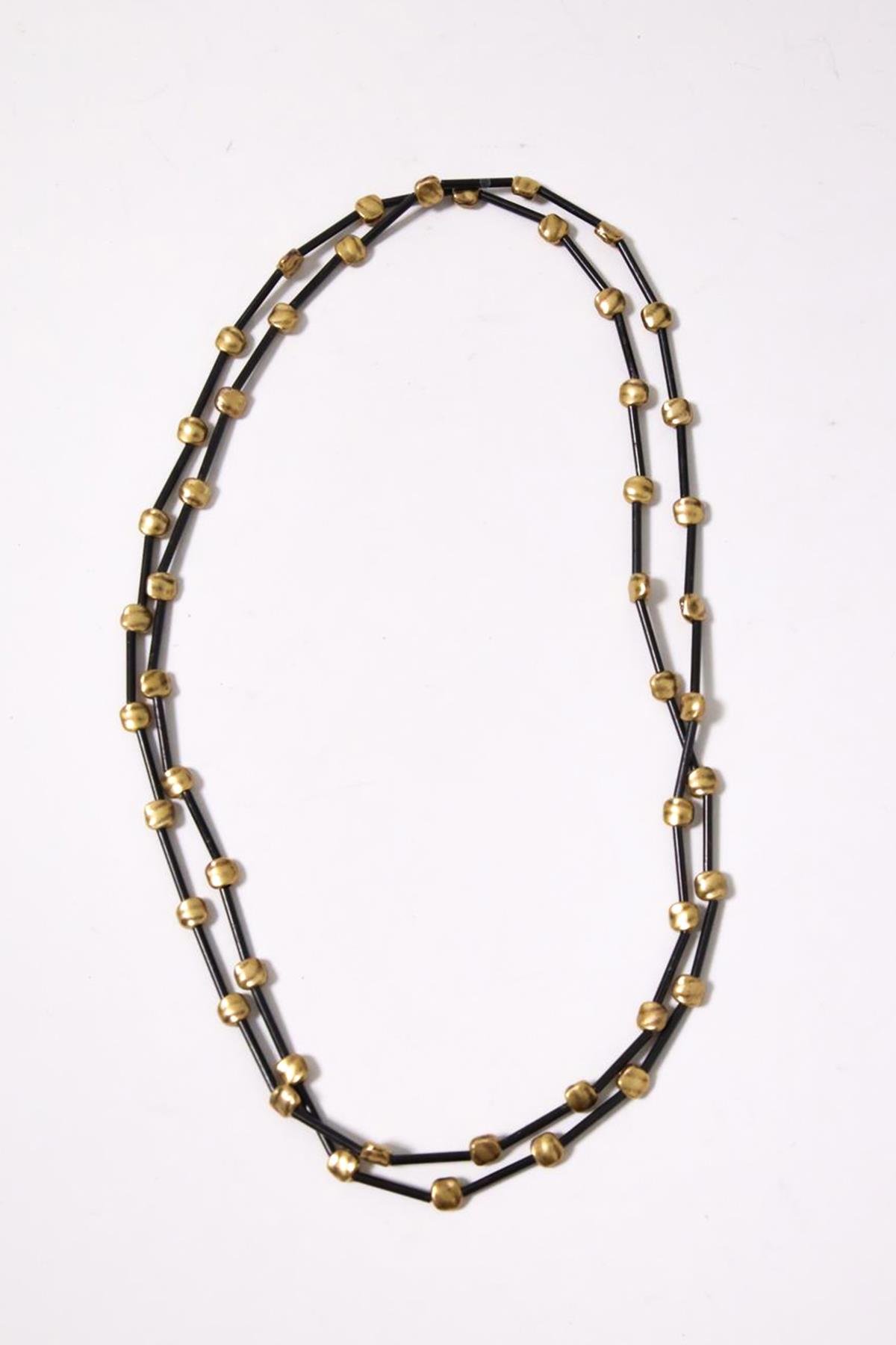 Mercimek Desenli Bronz Uzun Kolye - Şaman Butik Mercimek Desenli Bronz Uzun Kolye