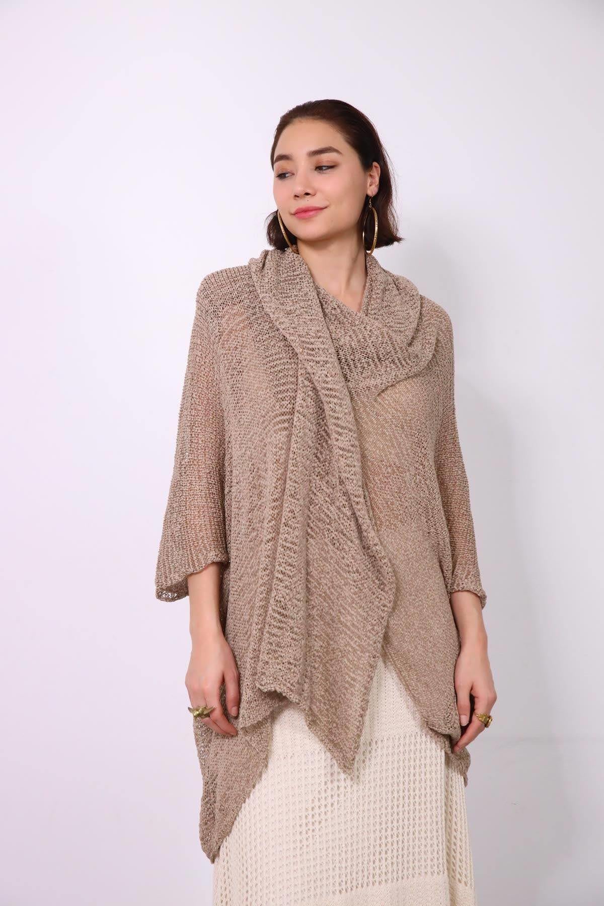 Mink Mercerized Hoodie Cardigan - Saman Butik | Shop Online Mink Mercerized Hoodie Cardigan