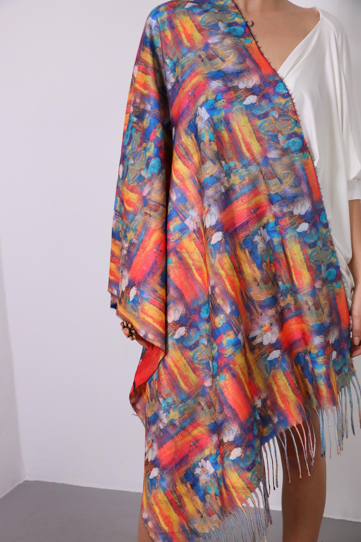 Renkli Yağlı Boya Tablo Kaşmir Şal - Şaman Butik Renkli Yağlı Boya Tablo Kaşmir Şal