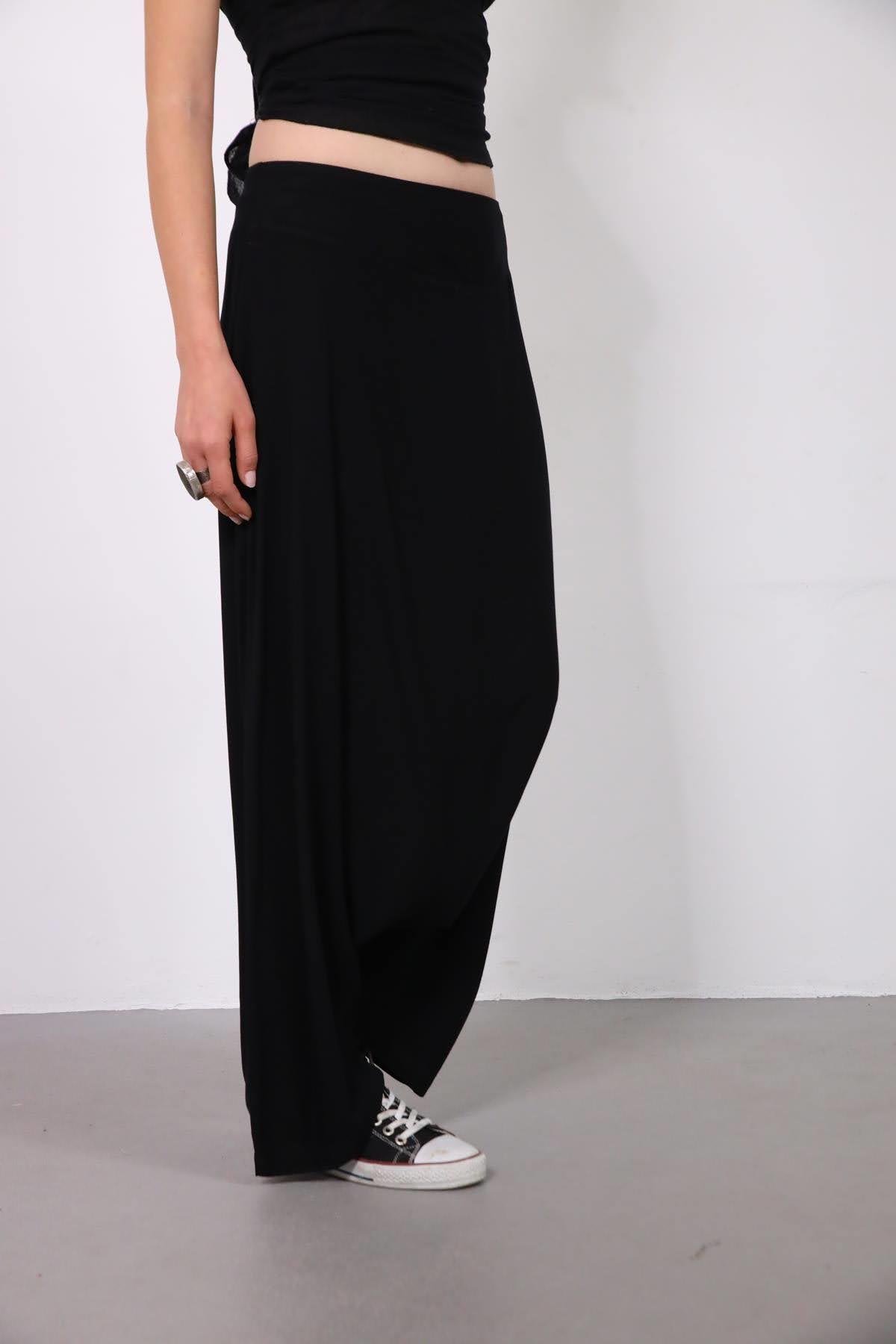 Black Zippered Harem Pants - Saman Butik | Shop Online Black Zippered Harem Pants