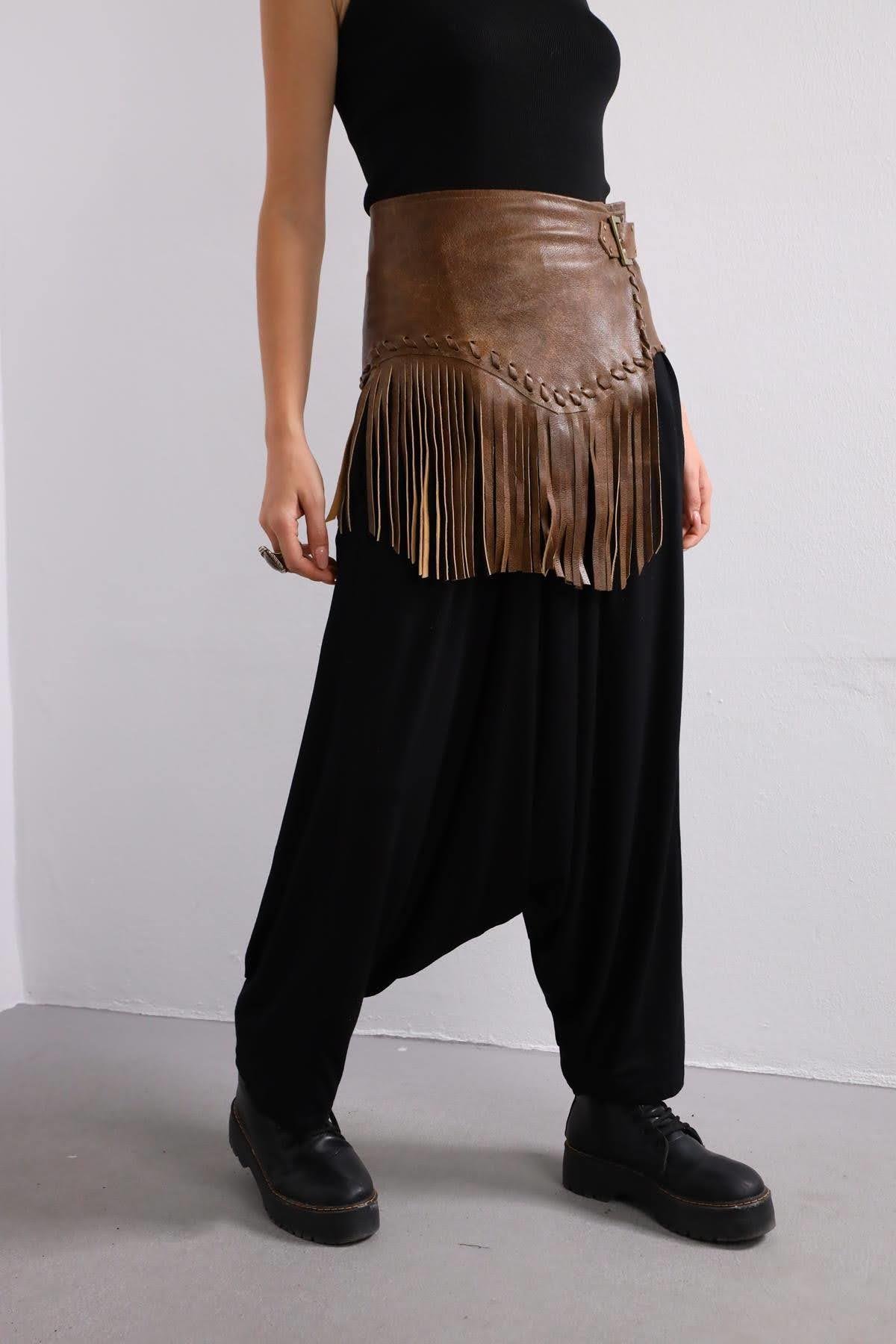  Siyah Beli Lastikli Cepli Şalvar