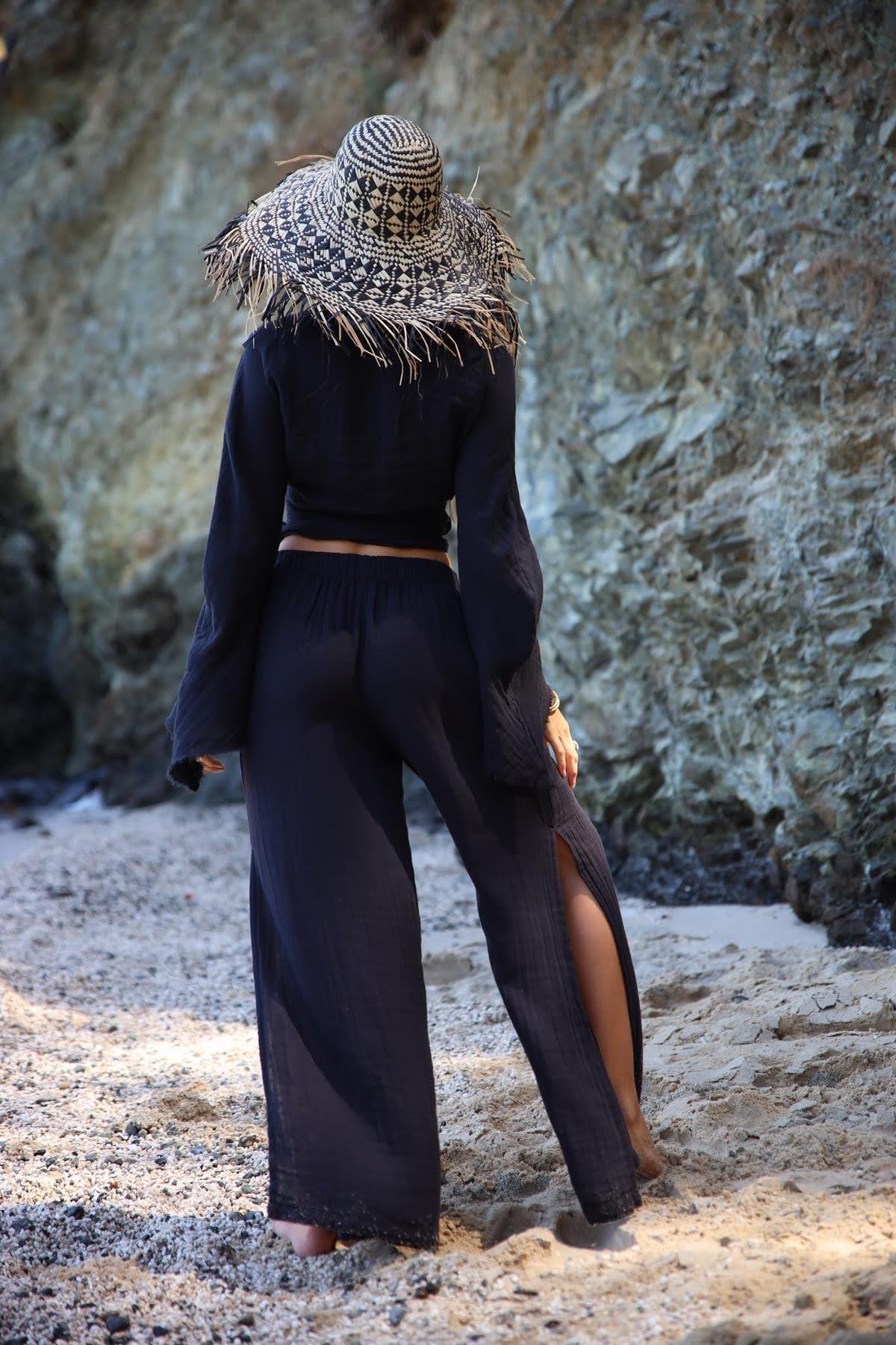  Siyah İspanyol Kol Anvelop Crop Bluz