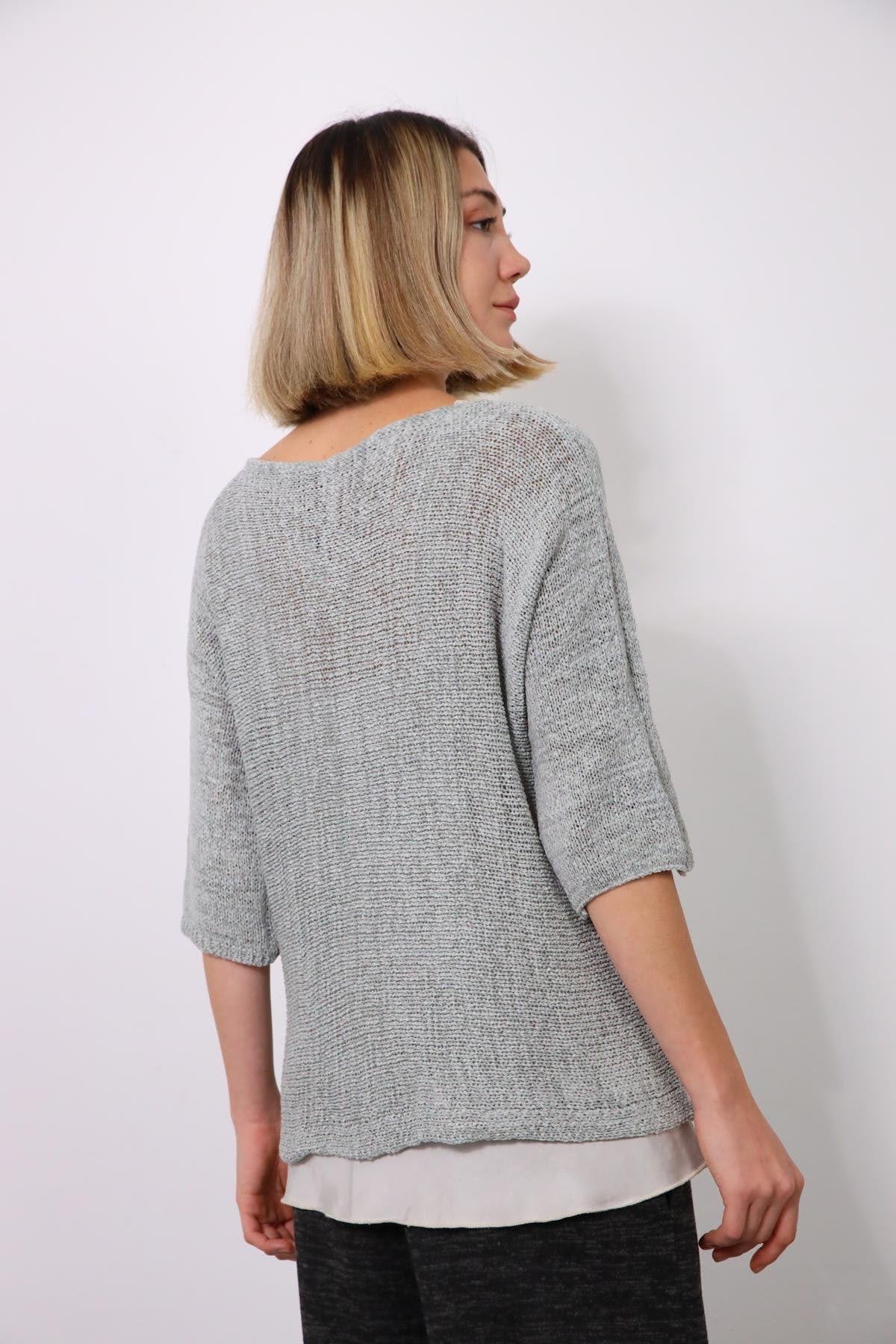Gri Tensel Merserize Bluz - Şaman Butik Gri Tensel Merserize Bluz
