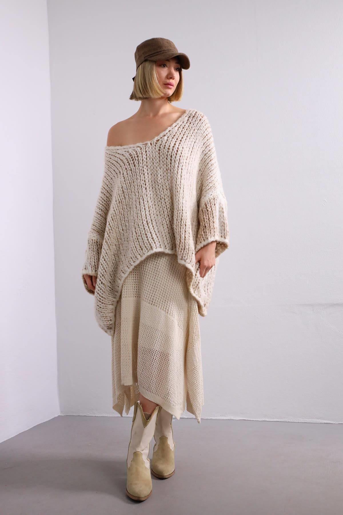  Sütlü Kahverengi Ajurlu Salaş Kazak