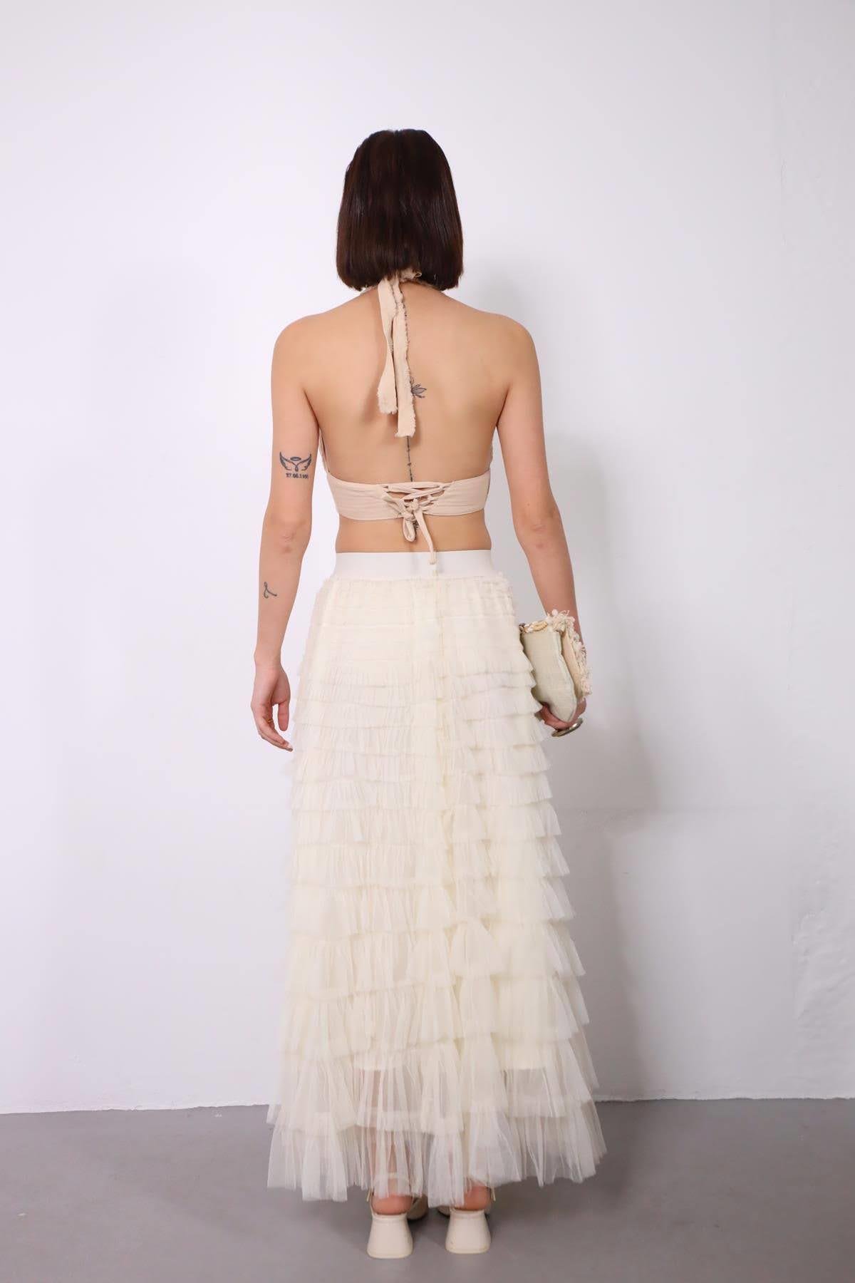 Ecru Layered Tulle Skirt Ecru Layered Tulle Skirt