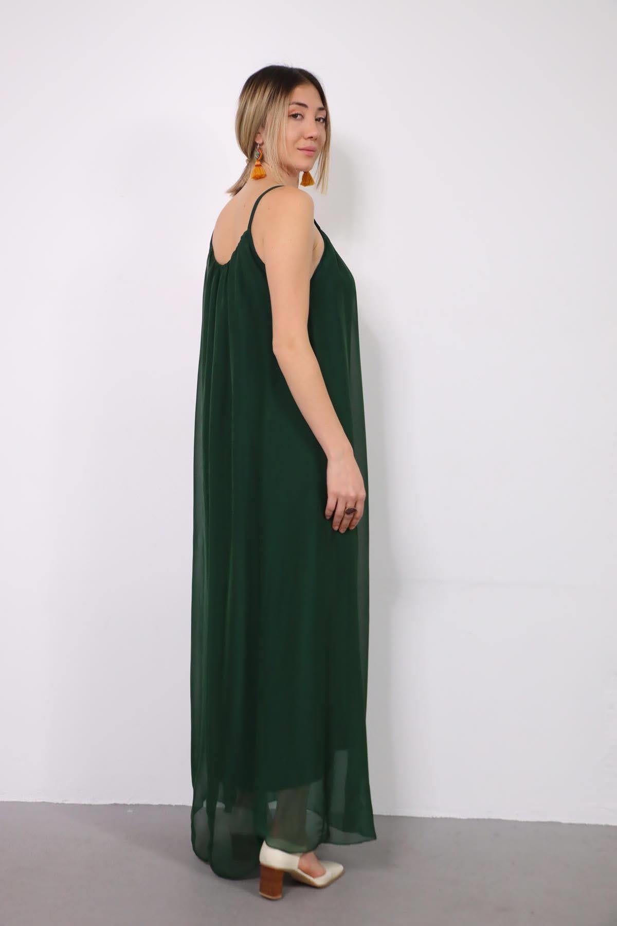  Zümrüt Yeşili Payetli İpek Ceket ve Elbise Takım