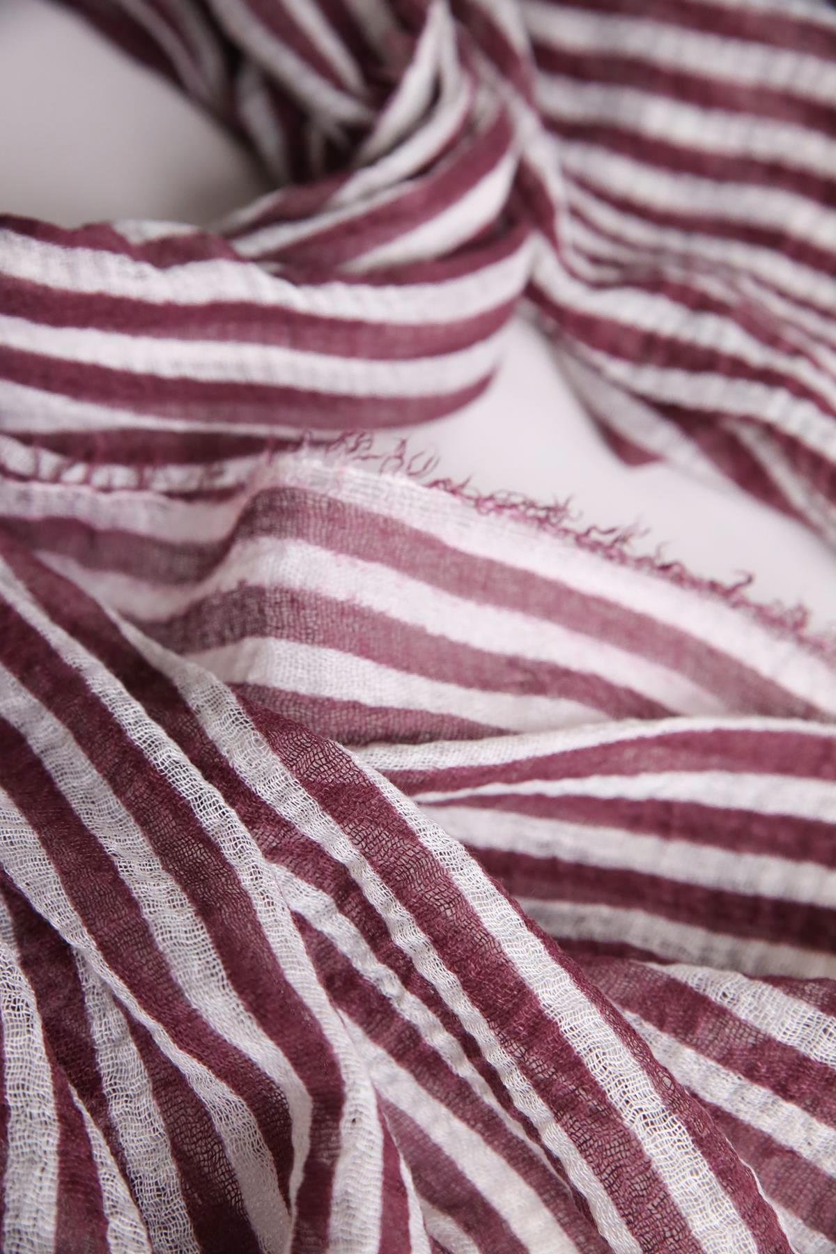 Bordo Şeritli Şal - Şaman Butik Bordo Şeritli Şal