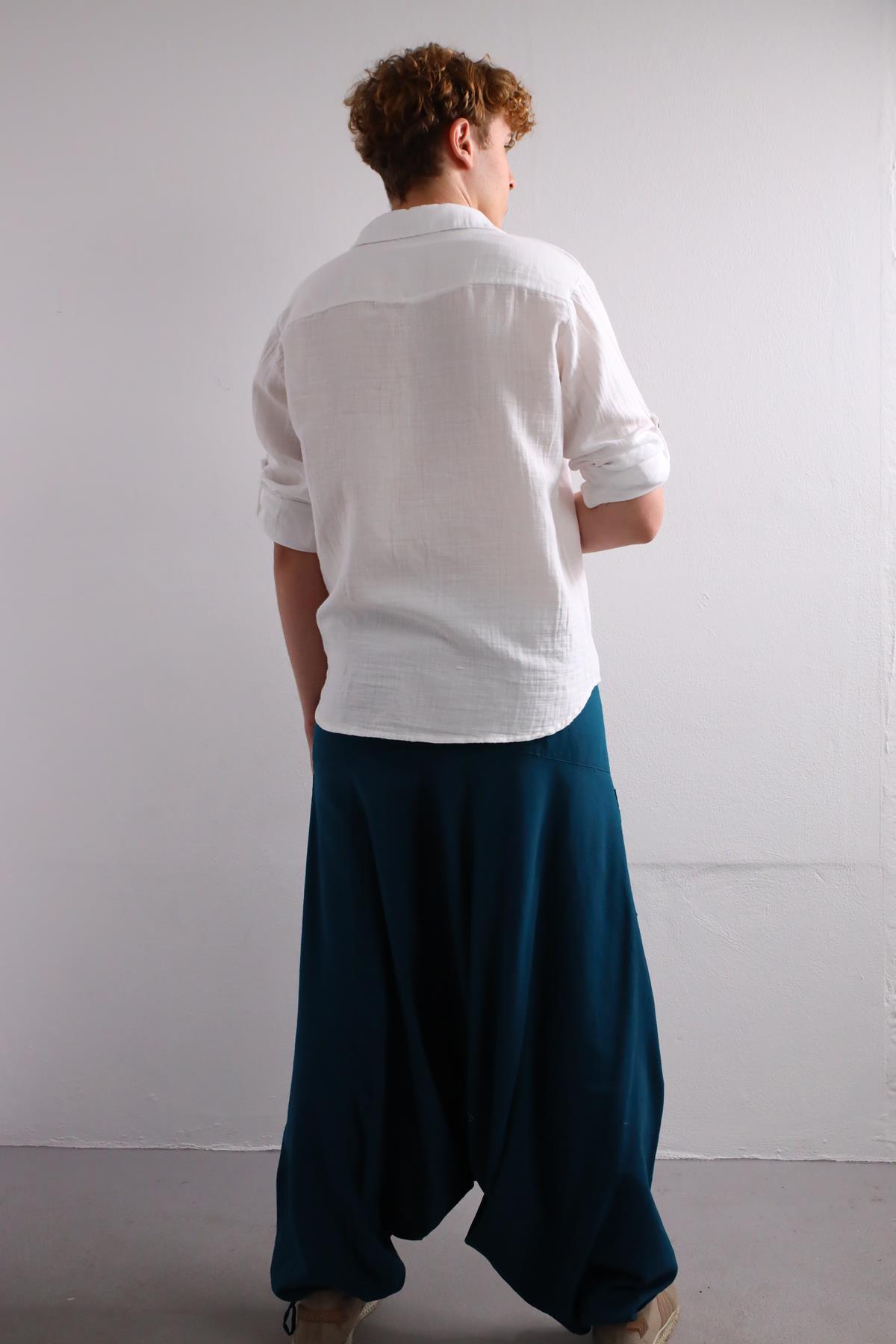  Beyaz Kolları Apoletli Müslin Gömlek