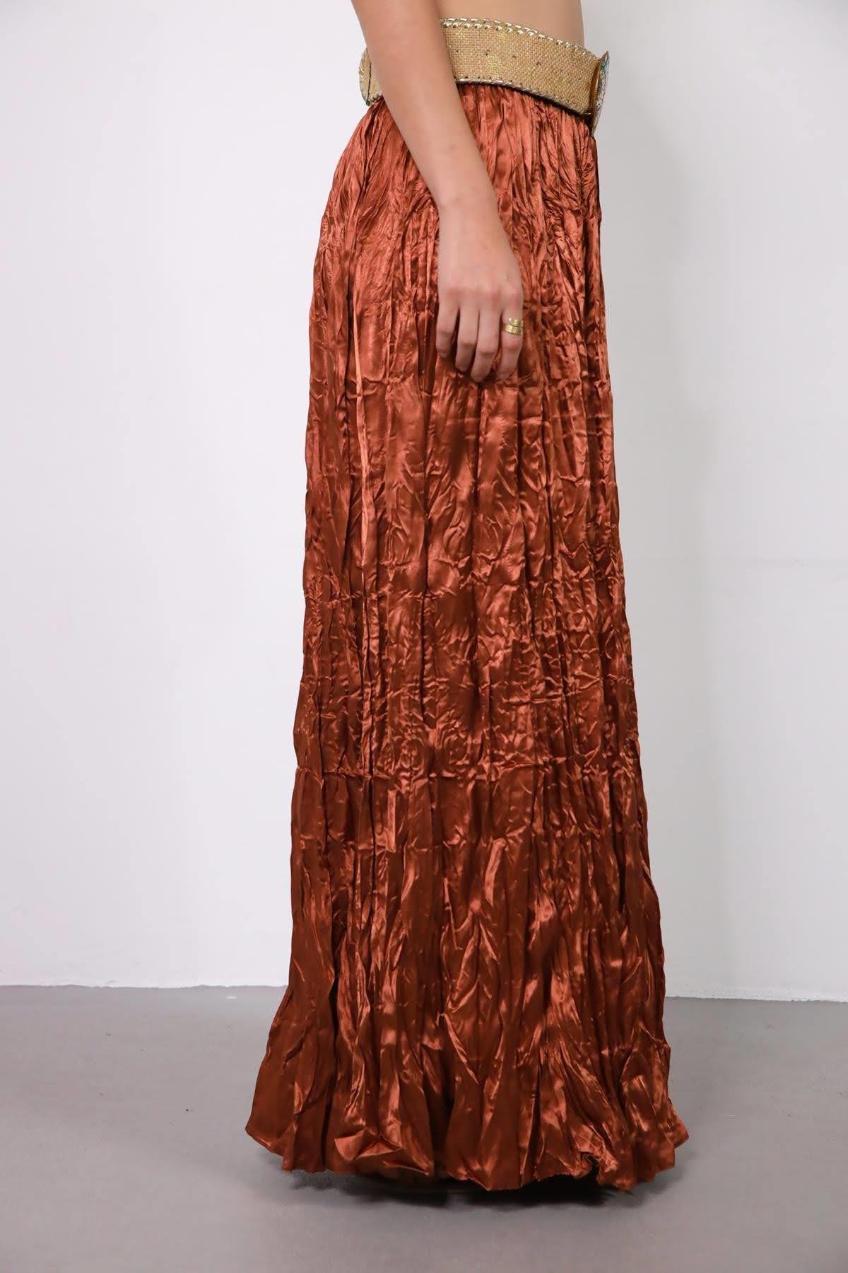  Bakır Rengi Beli Yarım Lastikli Crash Etek