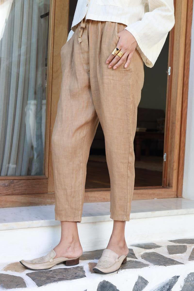 Camel Rengi Beli İpli Judith Pantolon - Şaman Butik Camel Rengi Beli İpli Judith Pantolon