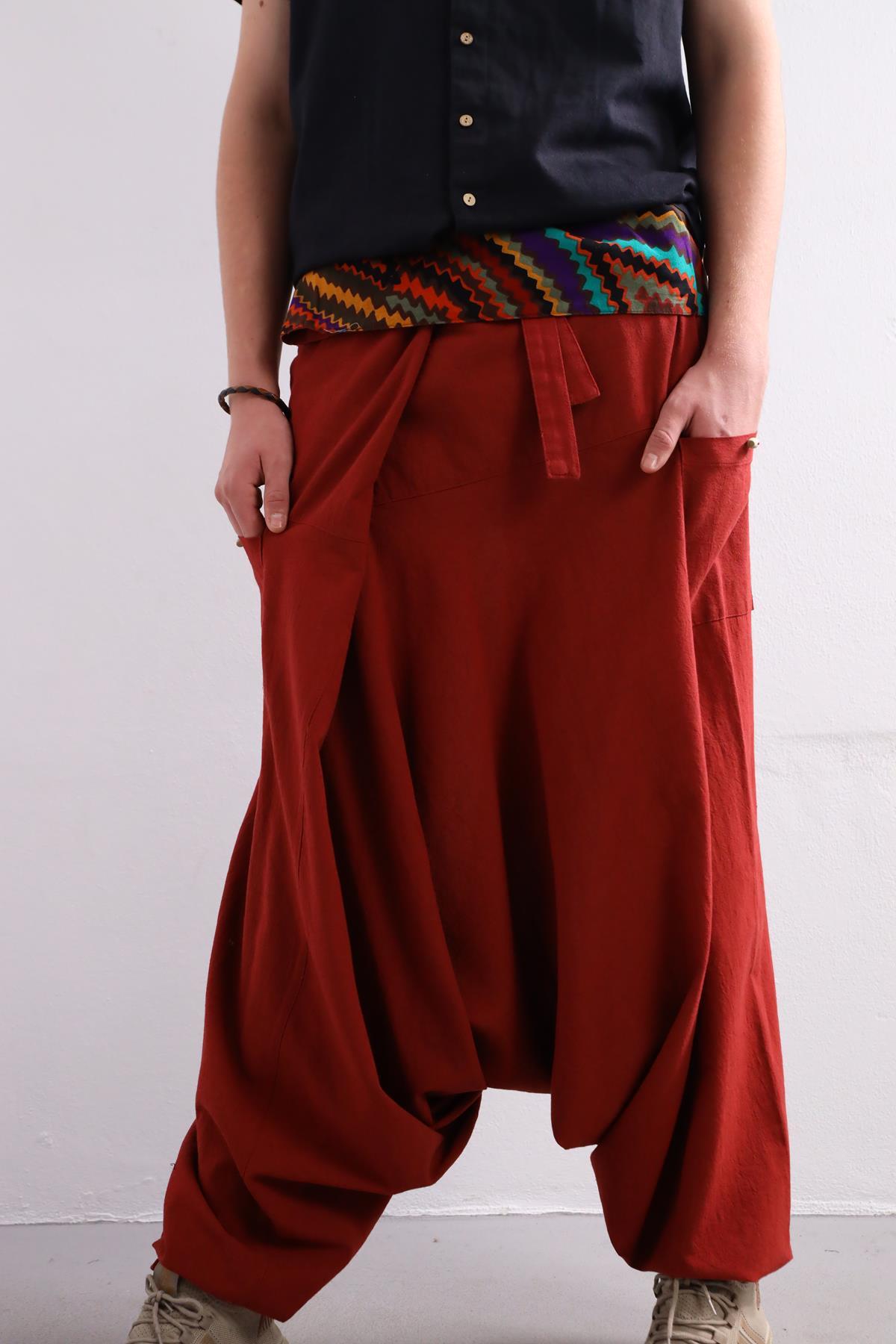 Kiremit Rengi Balıkçı Şalvar - Şaman Butik Kiremit Rengi Balıkçı Şalvar