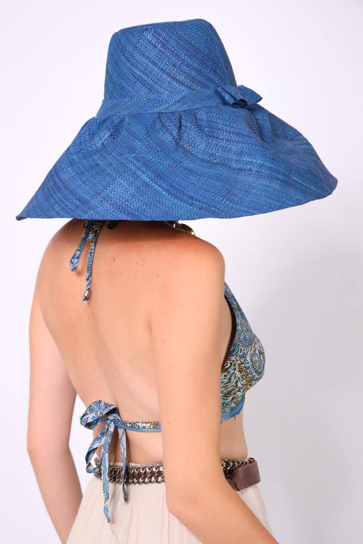  Petrol Mavisi Rafya Şapka