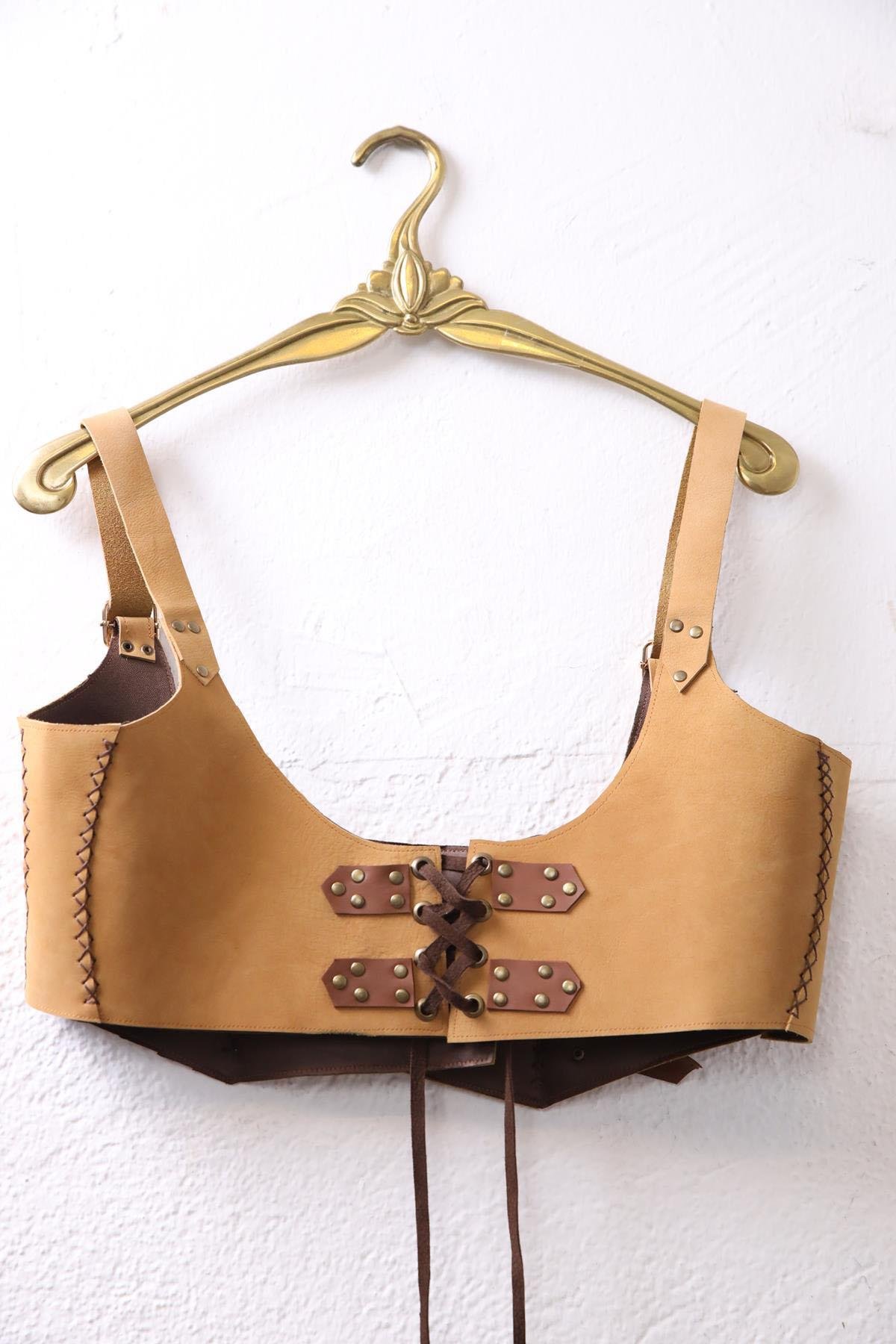 Camel Rengi Kemerli Süet Deri Korse - Şaman Butik Camel Rengi Kemerli Süet Deri Korse