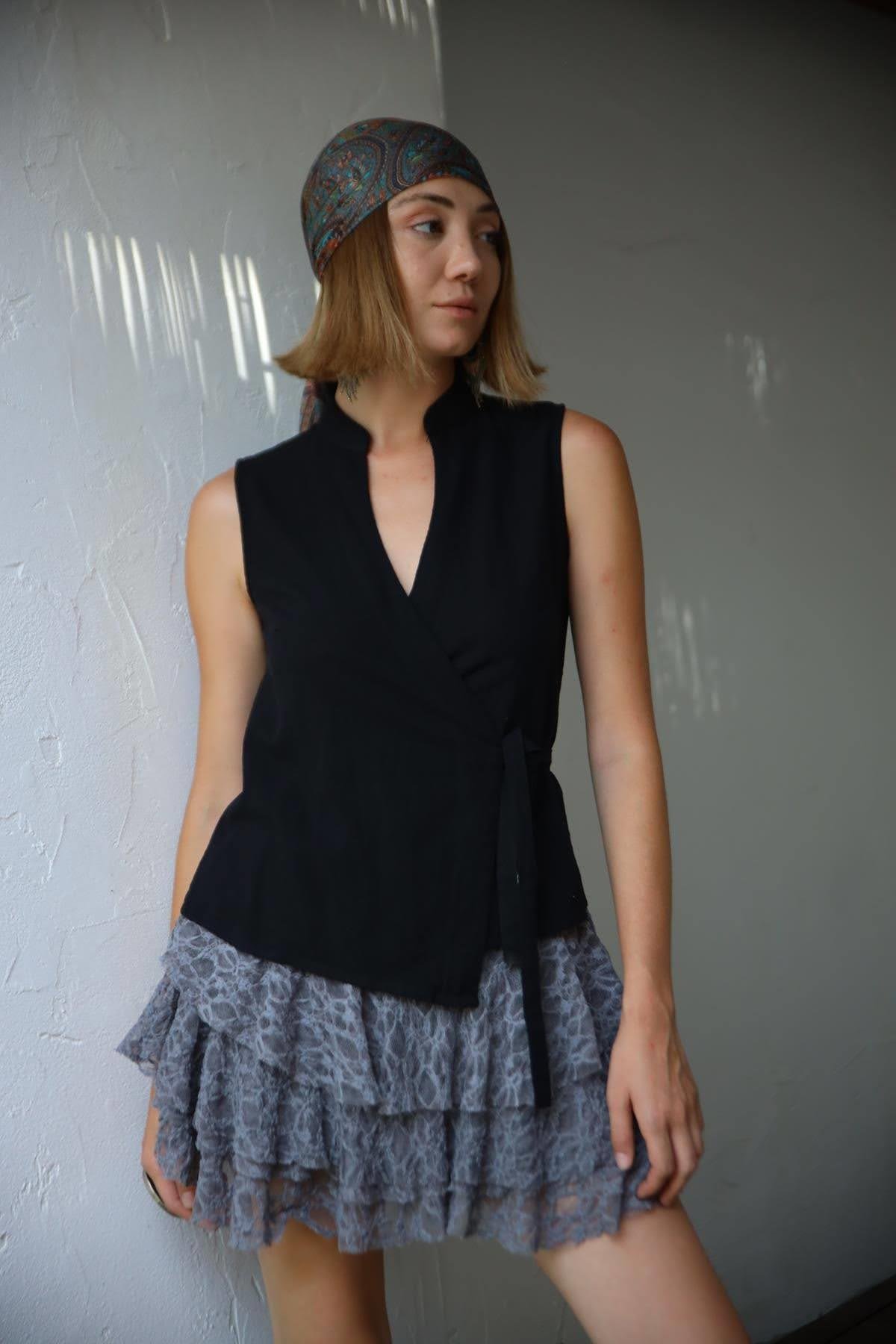  Gri Dantelli Kat Kat Mini Şort Etek