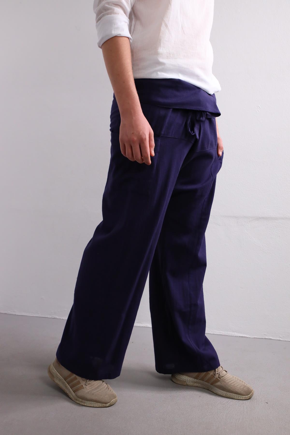  Lacivert Rahat Kesim Balıkçı Pantolon