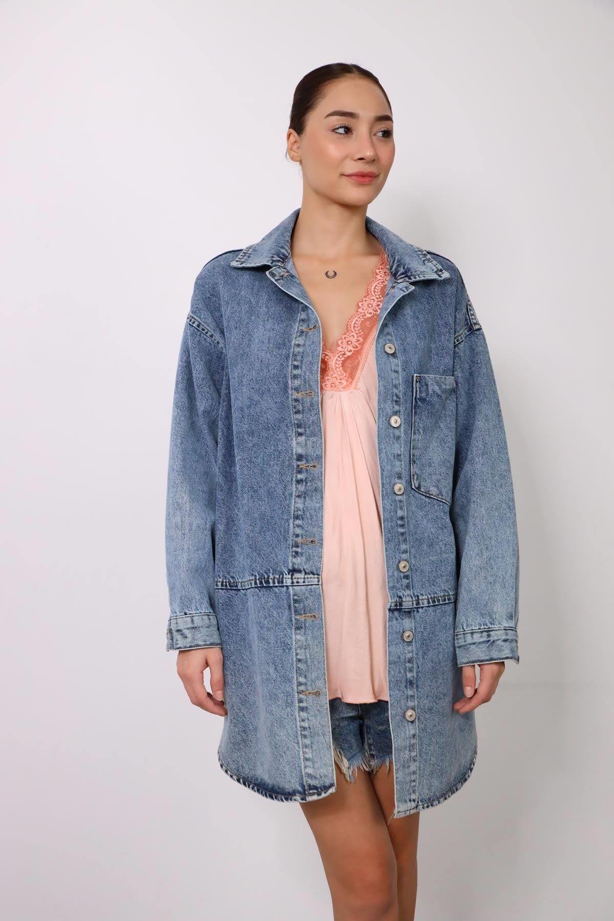Mavi Büyük Cepli Çift Parçalı Ceket  - Şaman Butik - Bohem Giyim ve Aksesuar | Kadın & Erkek Mavi Büyük Cepli Çift Parçalı Ceket 