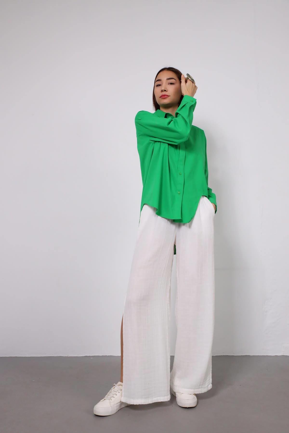 Green Back Long Detail Shirt Green Back Long Detail Shirt