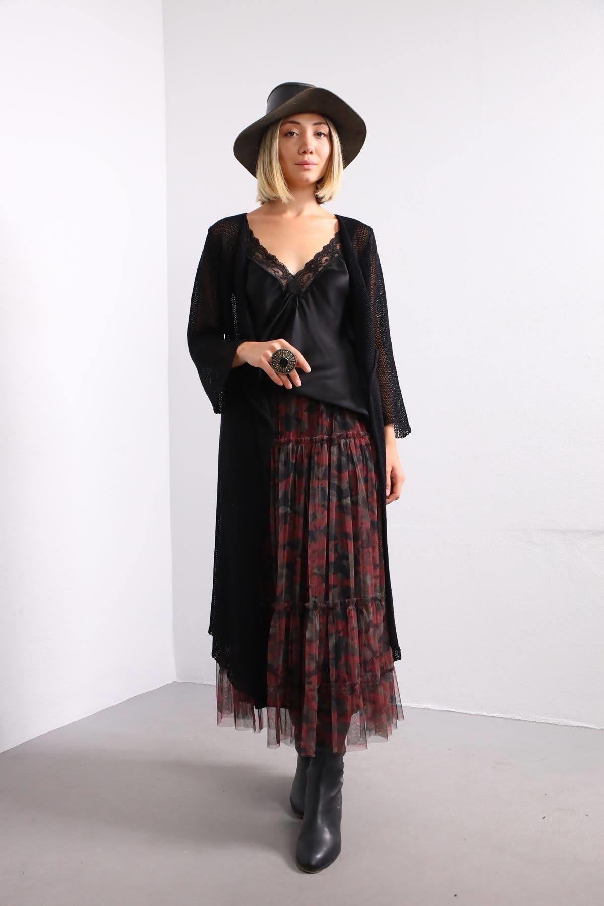  Siyah Uzun Merserize Hırka