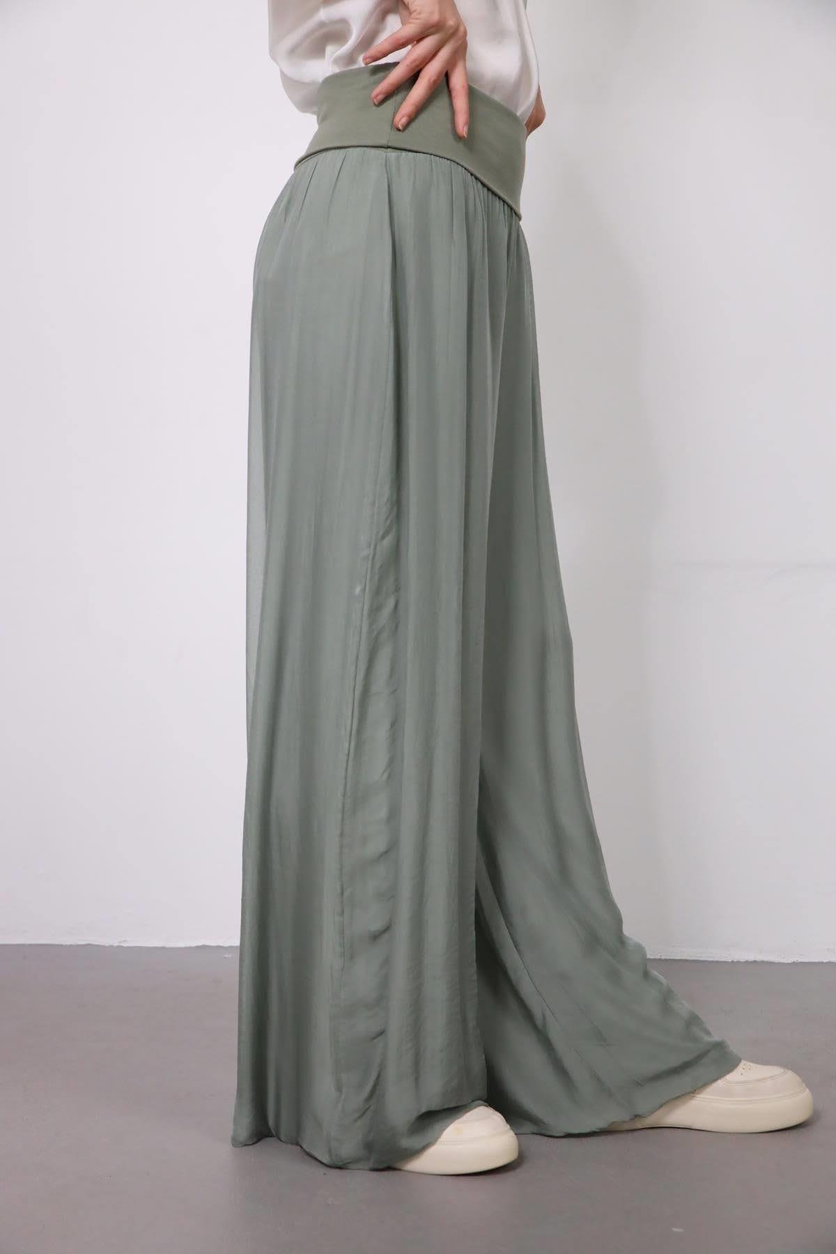  Khaki Silk Trousers - Şaman Butik | Boho Fashion  Khaki Silk Trousers
