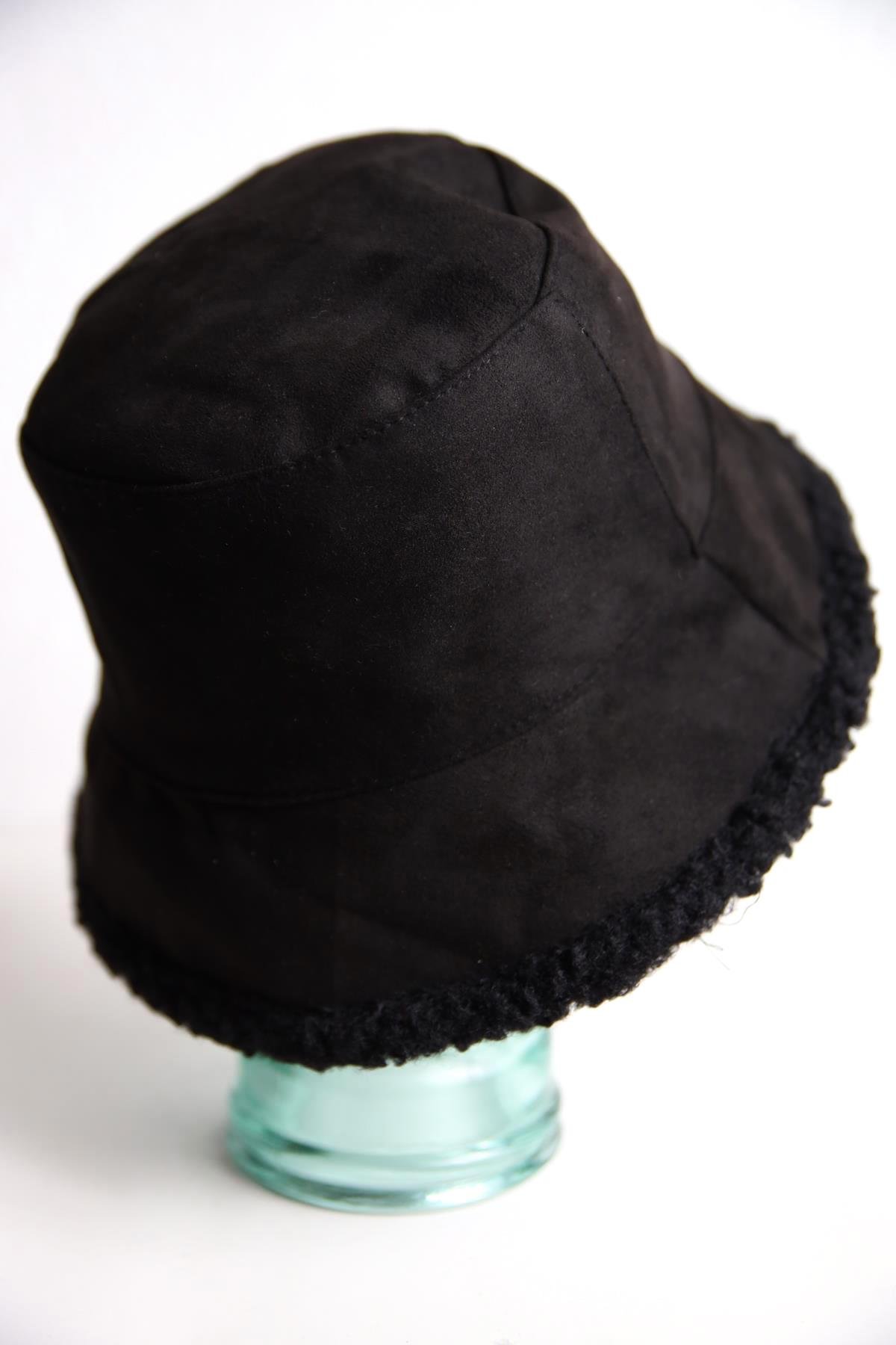  Siyah Süet Bucket Şapka