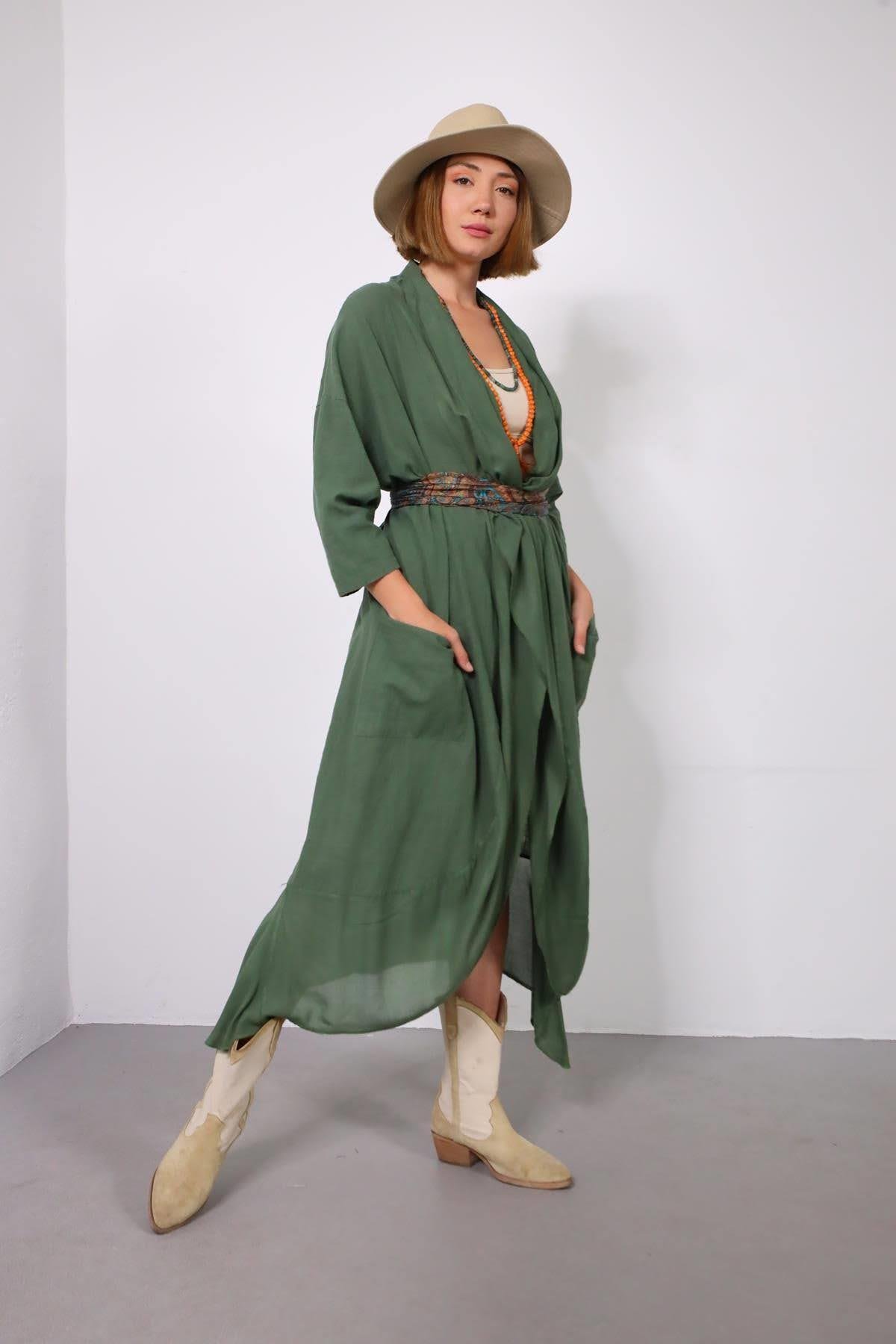 Haki Cepli Pamuk Judith Tunik - Şaman Butik Haki Cepli Pamuk Judith Tunik