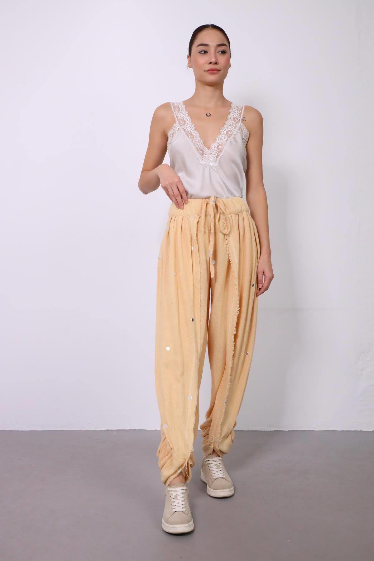 Kavuniçi Rengi Aynalı Pantolon Kavuniçi Rengi Aynalı Pantolon