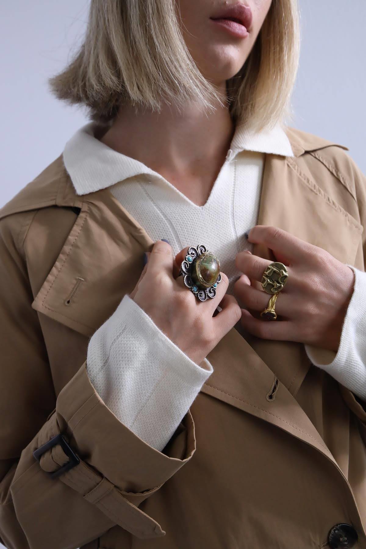  Camel Kol Kemerli Trençkot