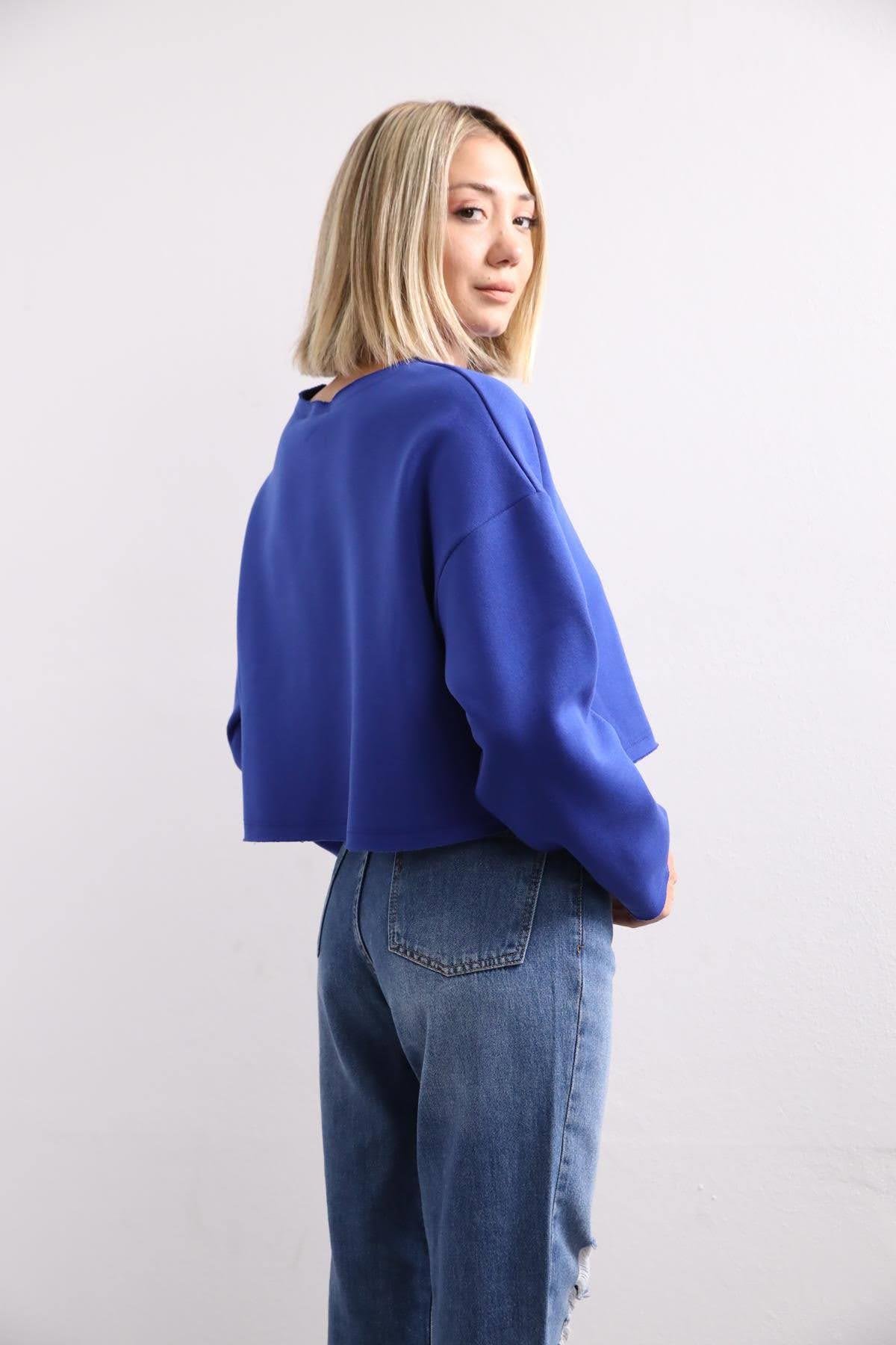  Saks Mavisi Salaş Crop Sweat