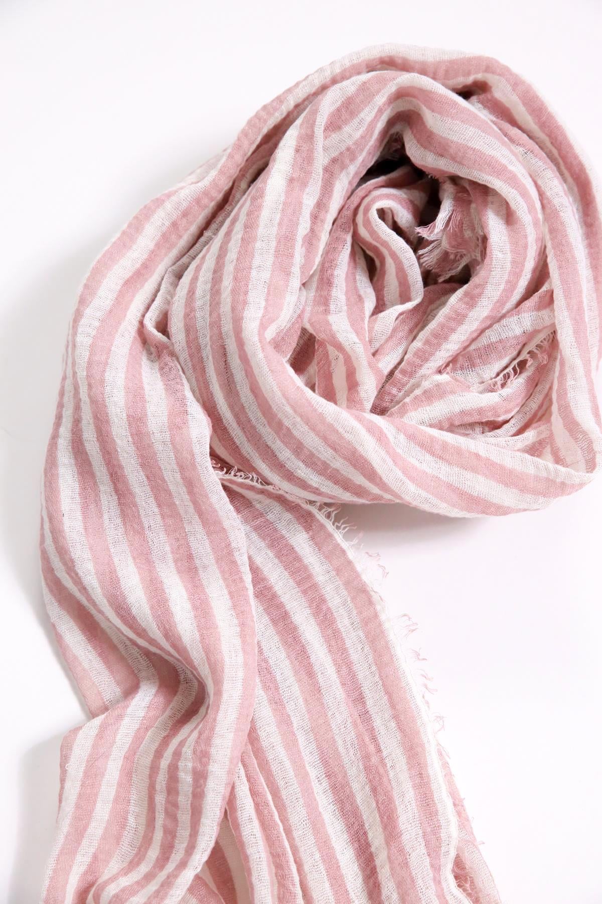 Gül Kurusu Şeritli Şal - Şaman Butik Gül Kurusu Şeritli Şal