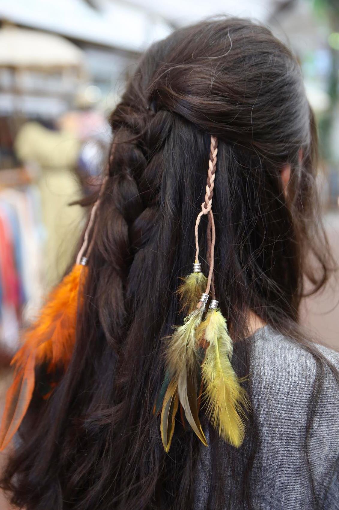 Sarı Tüylü Saç Tokası - Şaman Butik Sarı Tüylü Saç Tokası