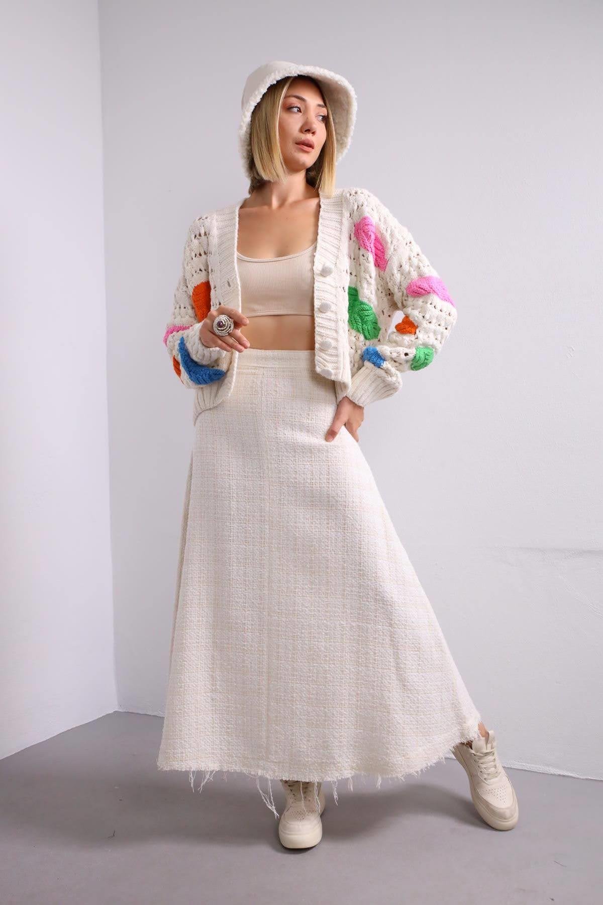  Bej Tüy Desenli Mini Hırka