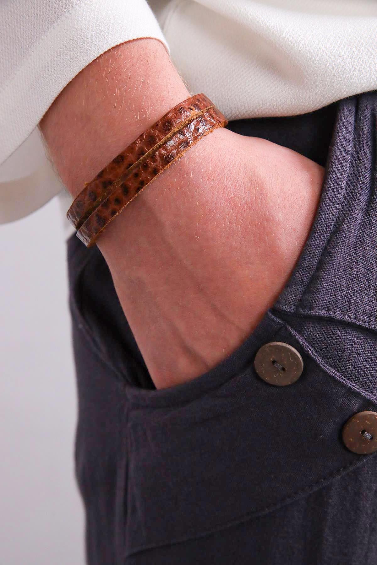 Deri Tasarım Mıknatıslı Bileklik - Şaman Butik Deri Tasarım Mıknatıslı Bileklik