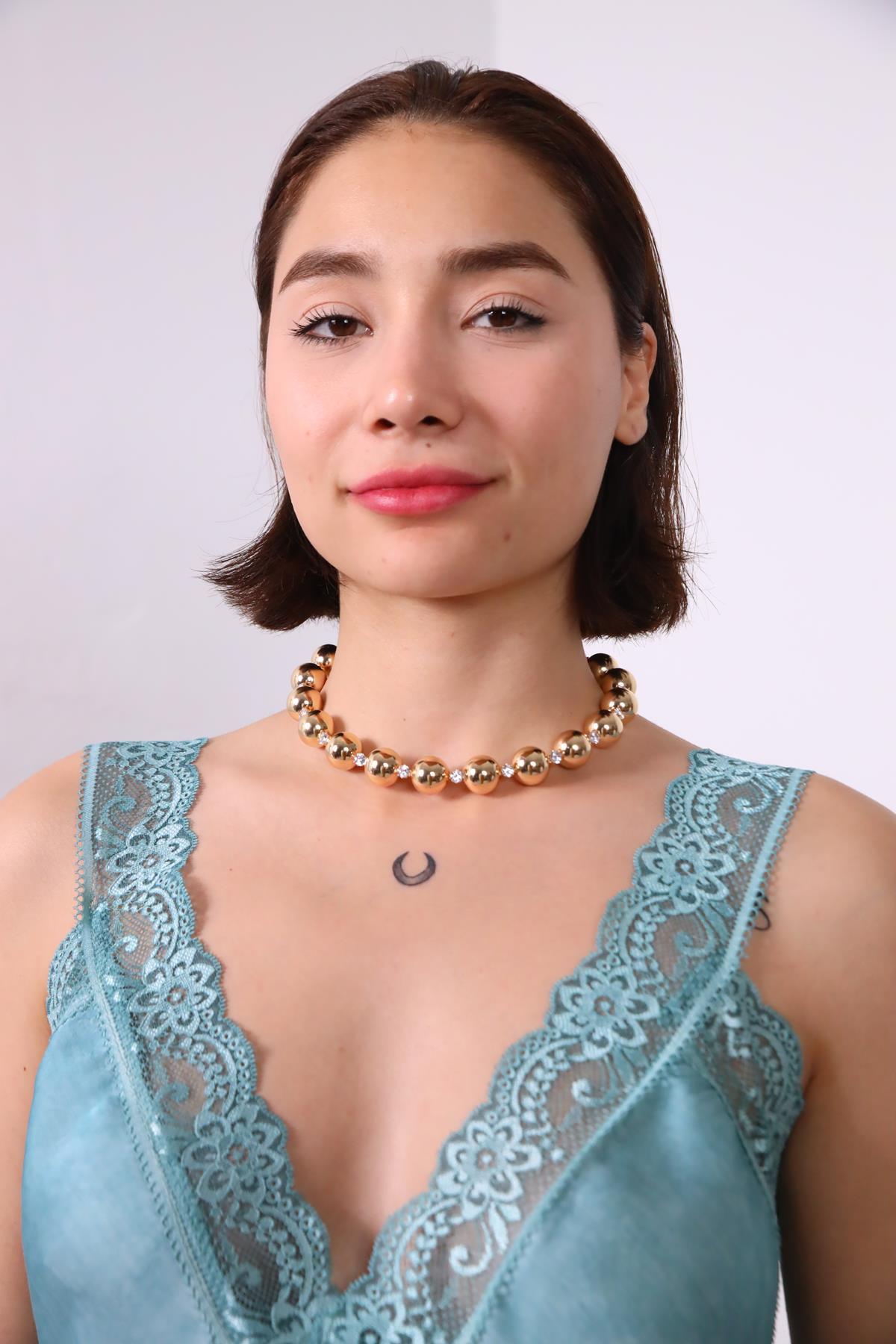 Altın Rengi Yuvarlak Kolye - Şaman Butik Altın Rengi Yuvarlak Kolye