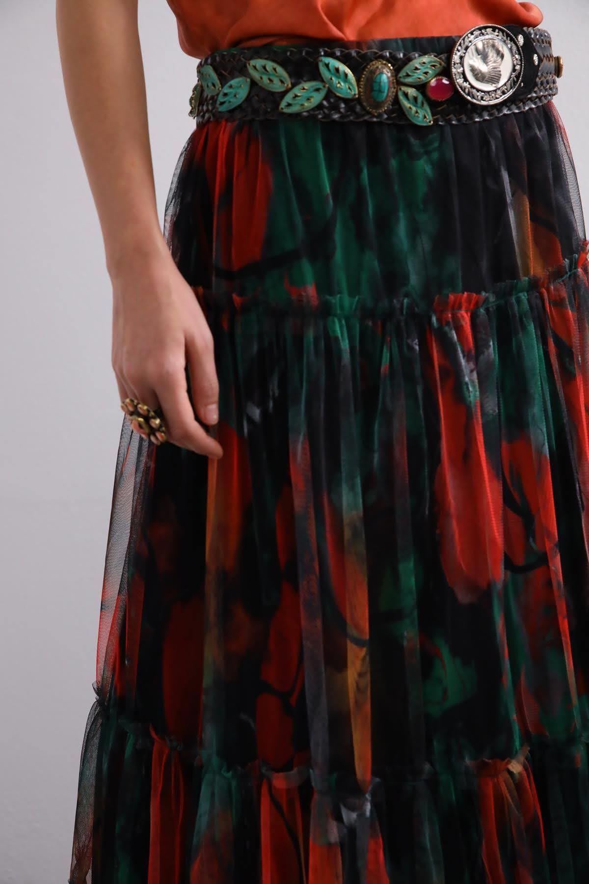 Colorful Tulle Skirt with Interlining - Saman Butik | Shop Online Colorful Tulle Skirt with Interlining