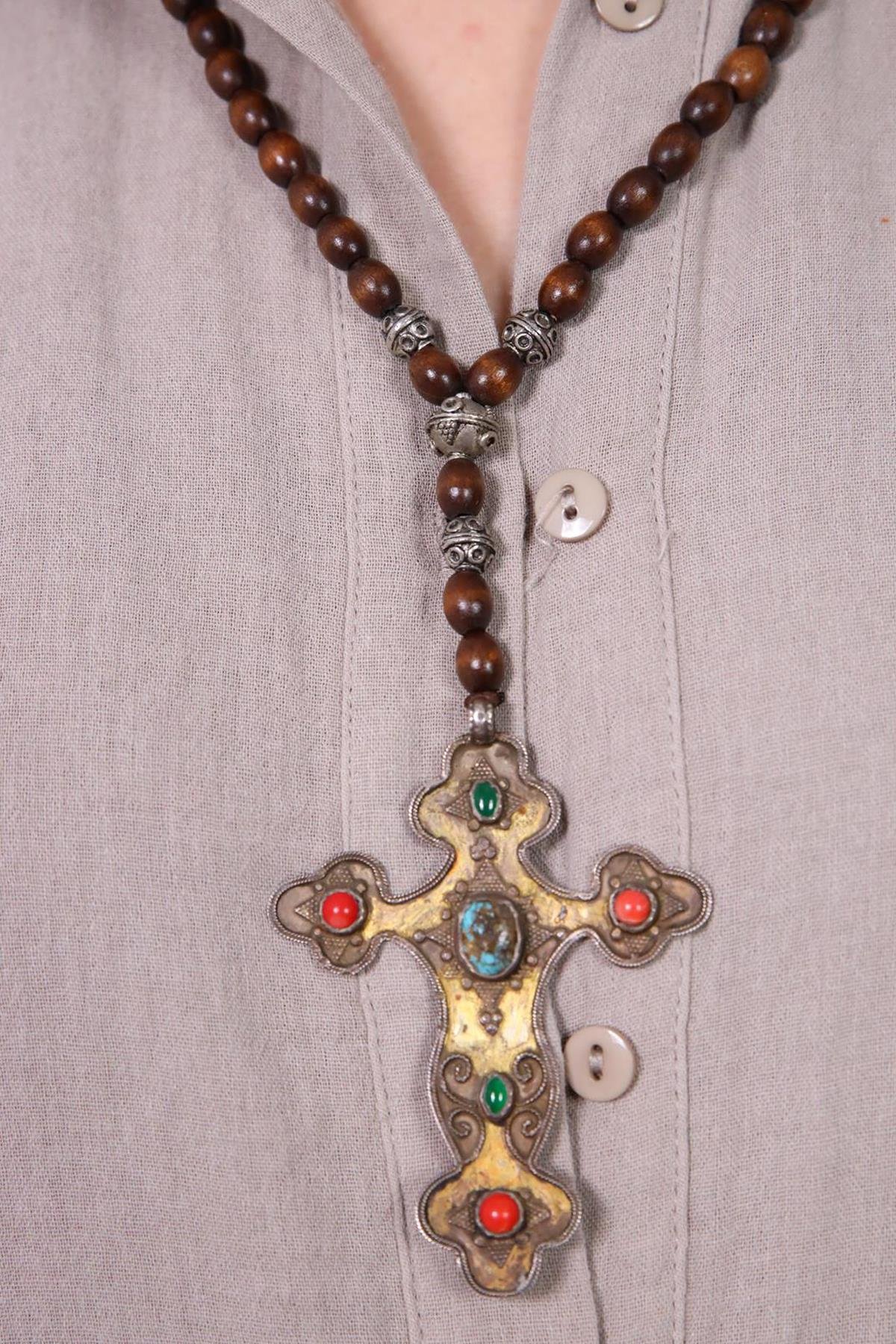  Haç Detaylı Ahşap Mala