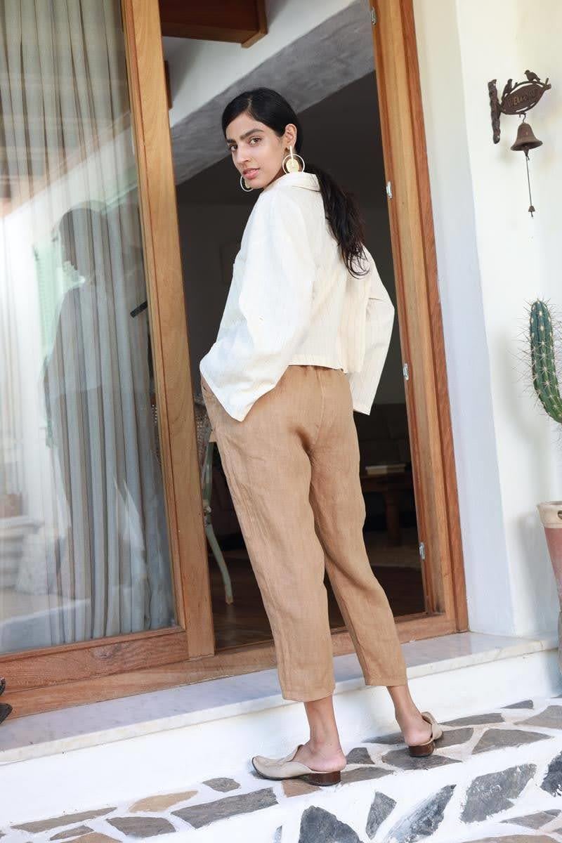 Camel Rengi Beli İpli Judith Pantolon - Şaman Butik Camel Rengi Beli İpli Judith Pantolon