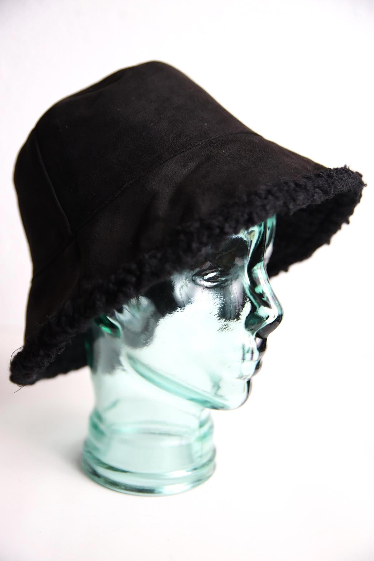  Siyah Süet Bucket Şapka