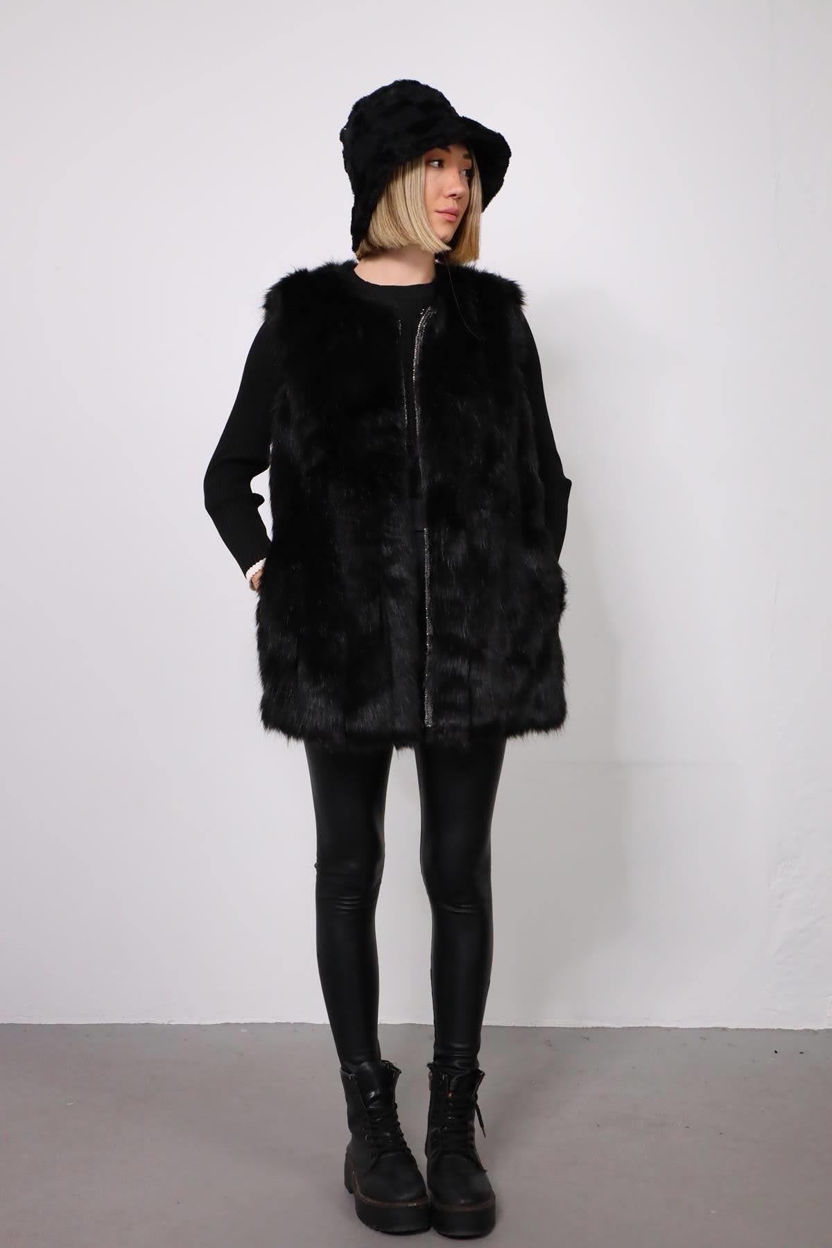  Siyah Kürk Yelek