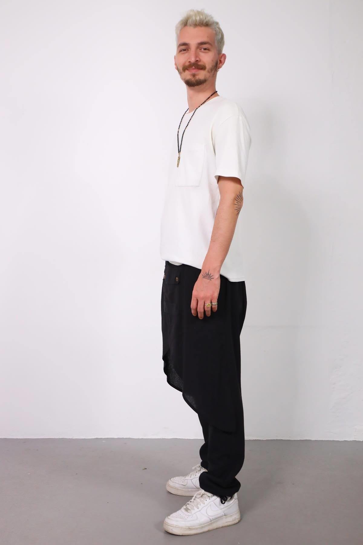 Siyah Kapaklı Diego Şalvar - Şaman Butik Siyah Kapaklı Diego Şalvar