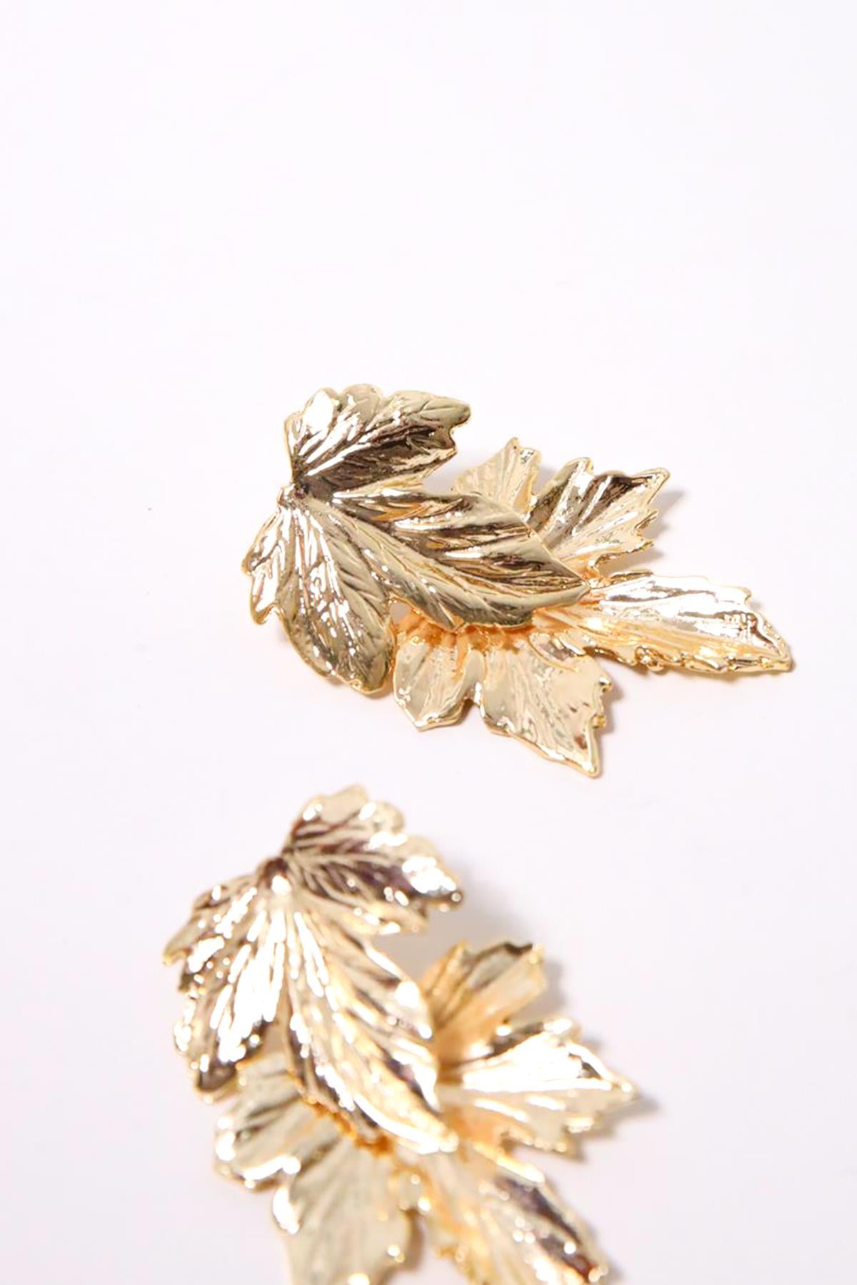  Altın Kaplama Yaprak Küpe