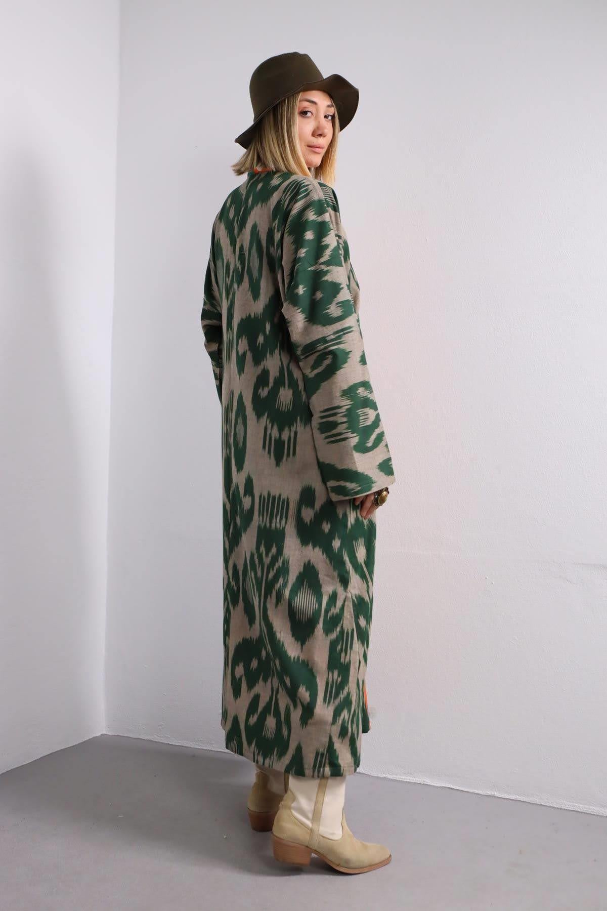 Yeşil Etnik İşlemeli Suzani Elbise - Şaman Butik Yeşil Etnik İşlemeli Suzani Elbise