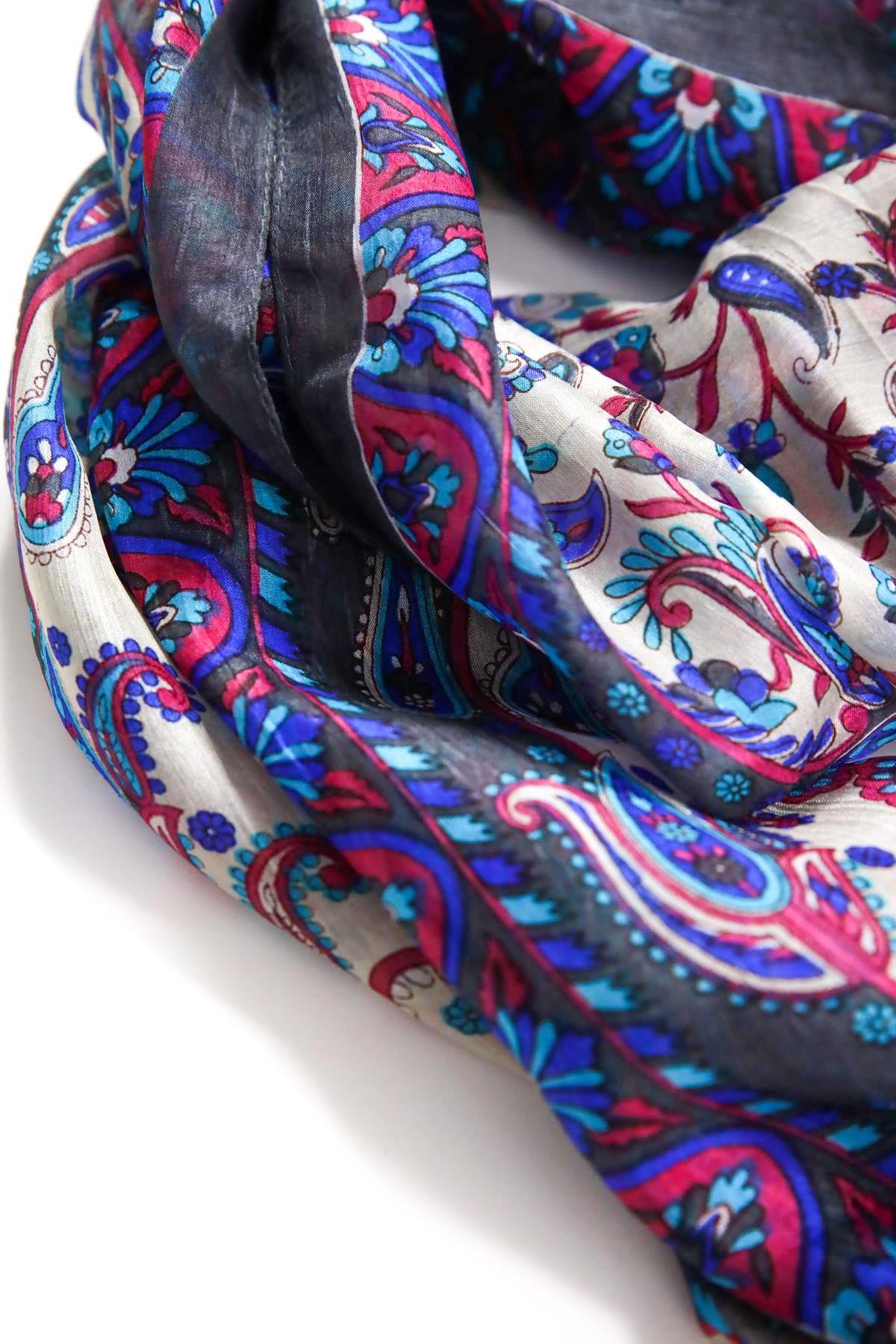 Füme Desenli İpek Şal - Şaman Butik Füme Desenli İpek Şal