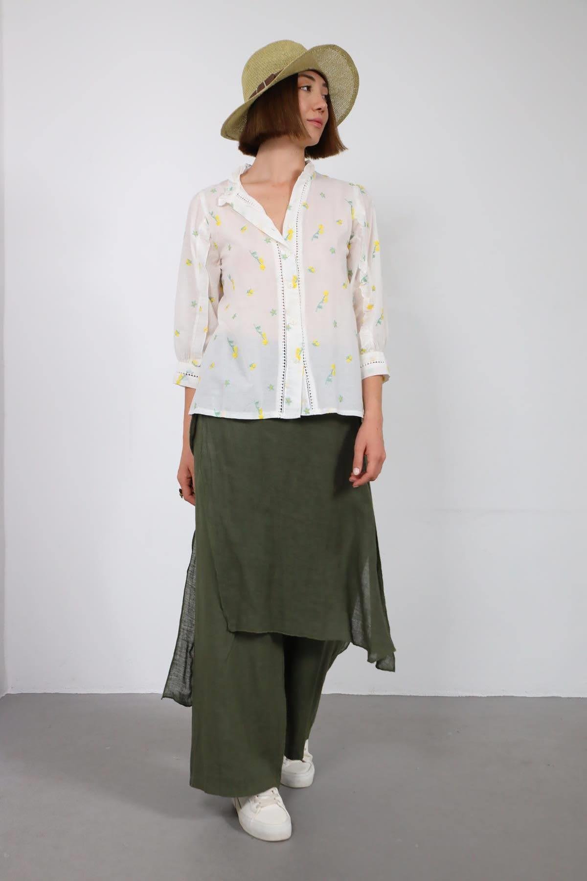 White Flower Embroidered Skirt White Flower Embroidered Skirt