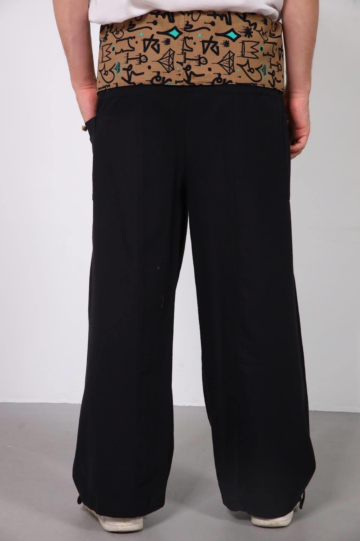  Siyah Beli Desenli Balıkçı Pantolon